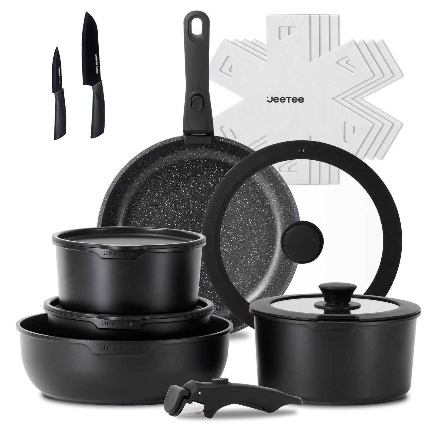 17-teiliges Topf- und Pfannenset mit abnehmbaren Griff, 17 PCS - KC5JT-HE-DE