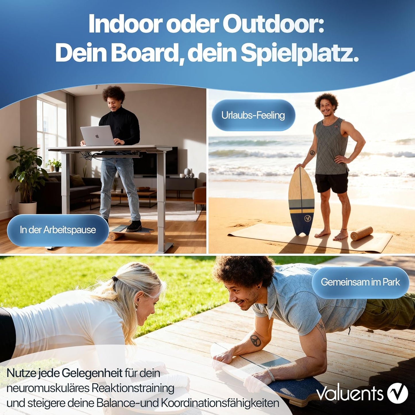 Balance Board in Surfboard-Form, braun
