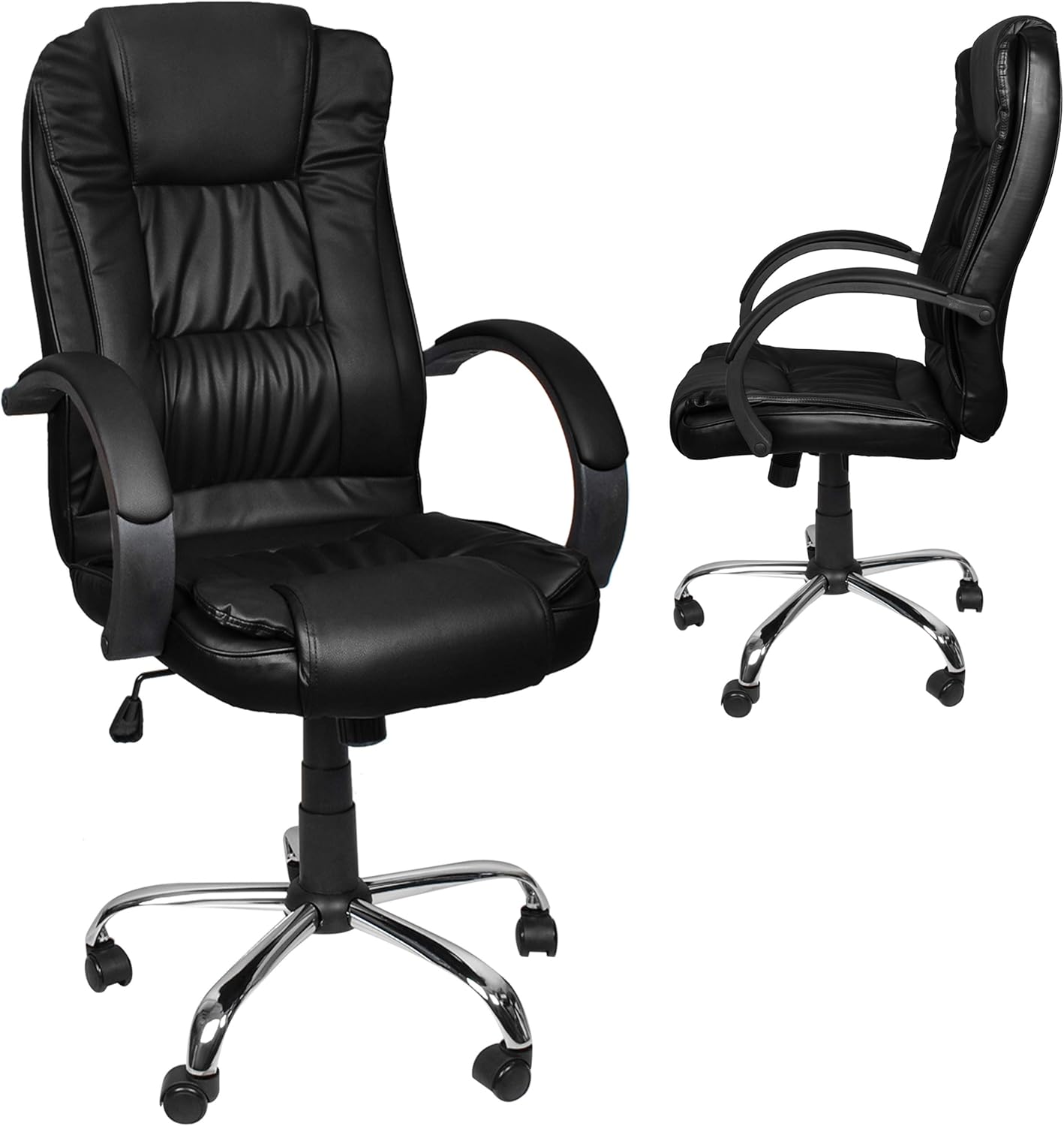 Ergonomischer Chefsessel mit Kunstlederbezug, Schwarz