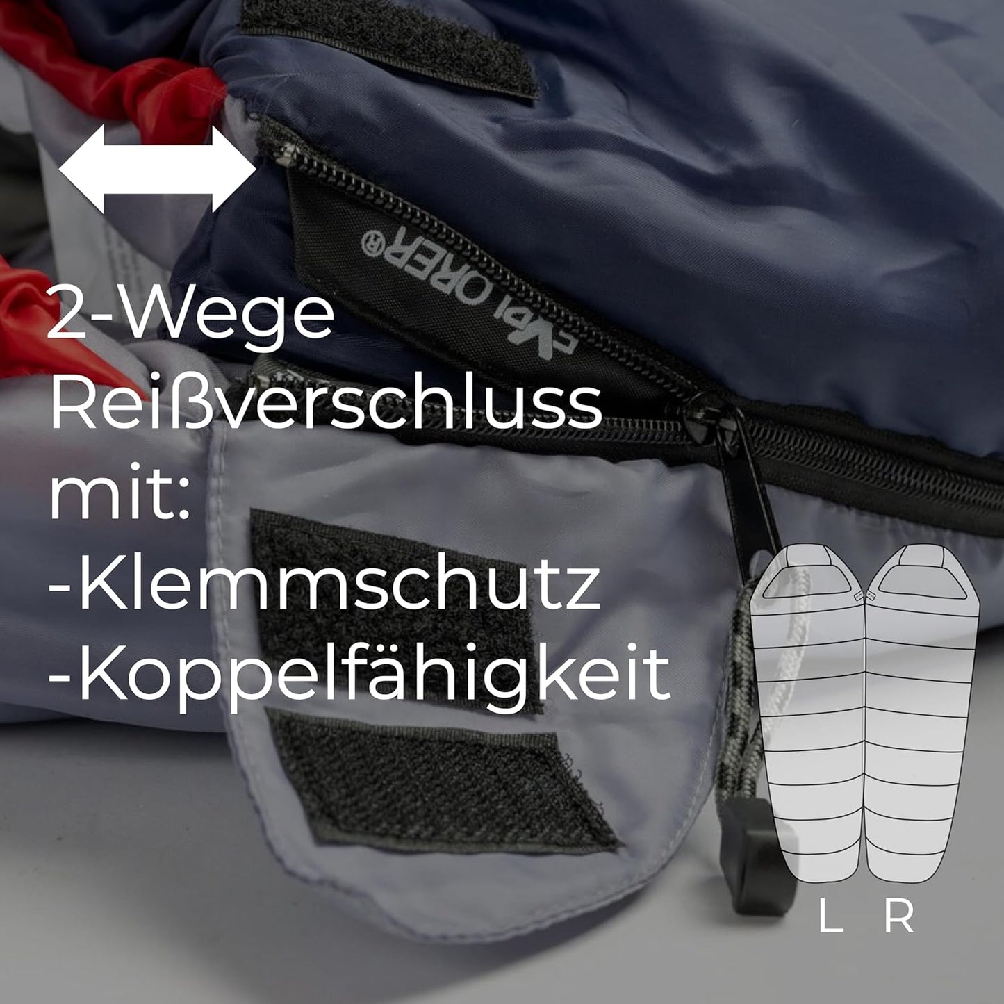 Mumienschlafsack Outdoor, Blau RV Rechts