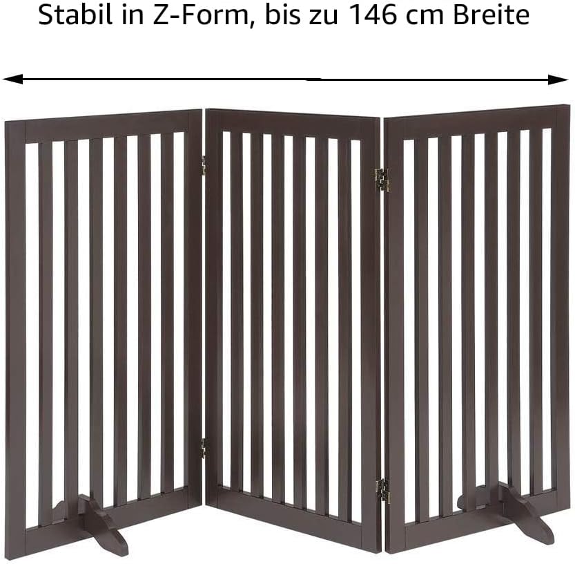 Freistehendes Absperrgitter für Hunde, Dunkelbraun 153L x 91H cm, 3-teilig