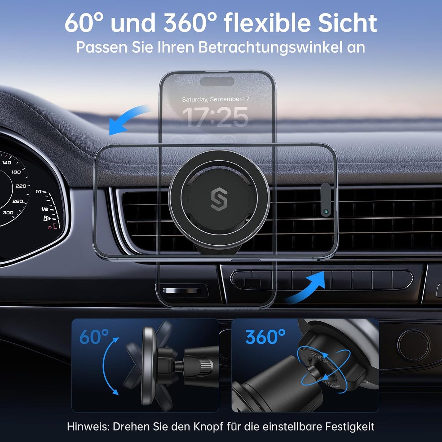 Magnetische Auto-Handyhalterung, Schwarz