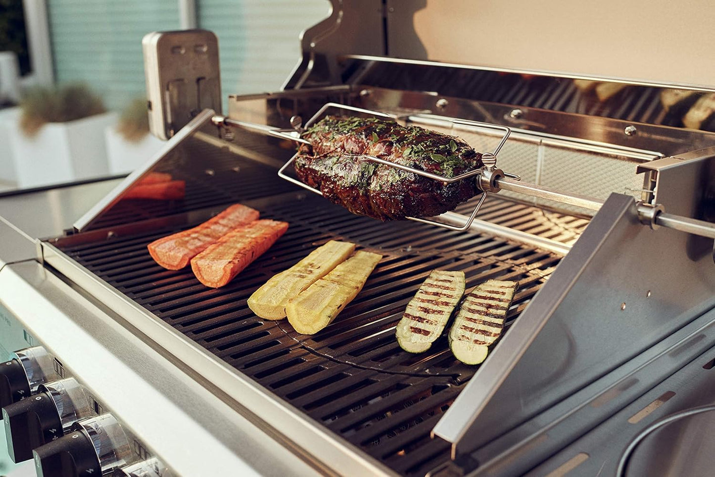 Grillspiess für Boston & HYDE 6 mit Fleischklammer, Single