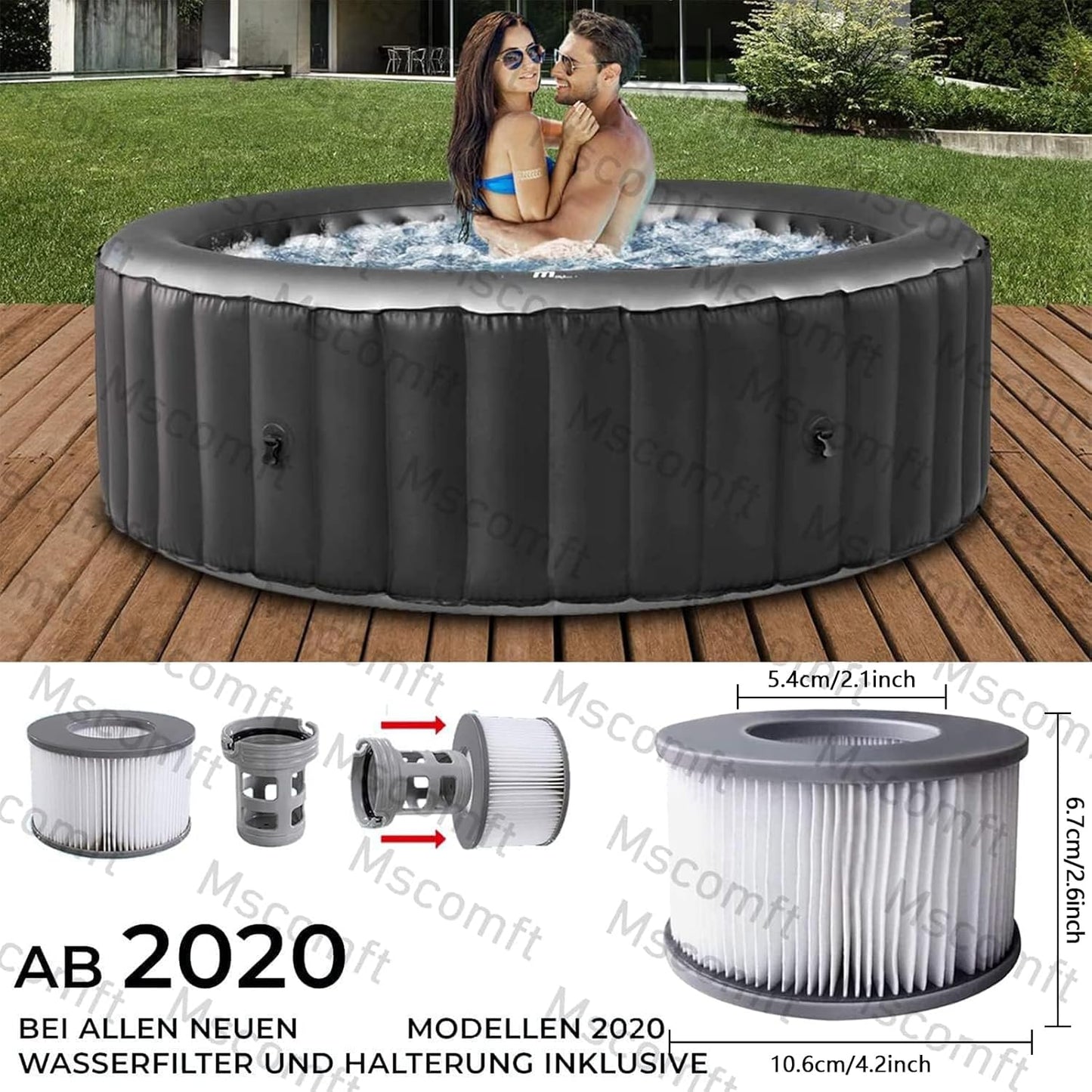 6er-Set Ersatzfilter für aufblasbare Pools, 6pcs