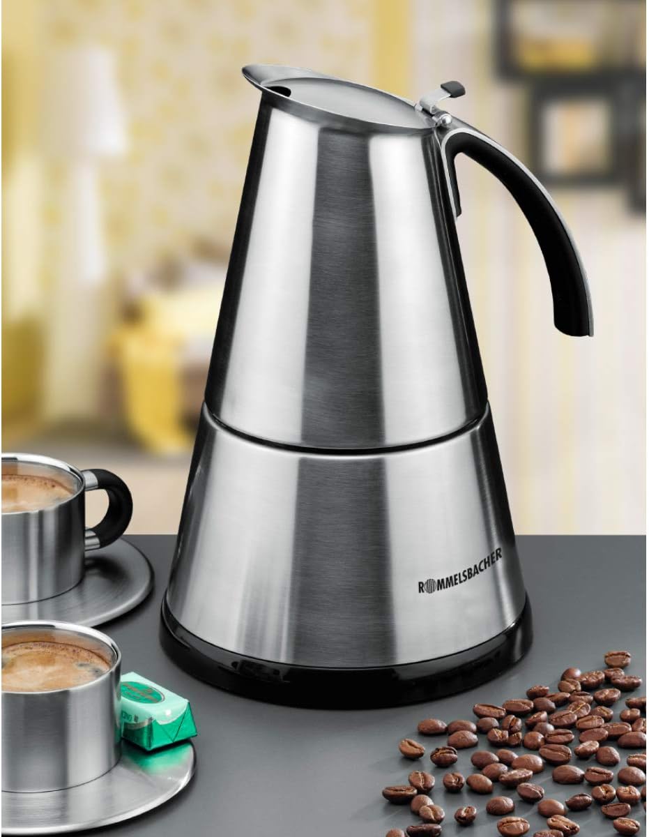EKO 366/E - Elektrischer Espressokocher für 3 - 6 Tassen, 3-6 Tassen Edelstahl-Kanne Single