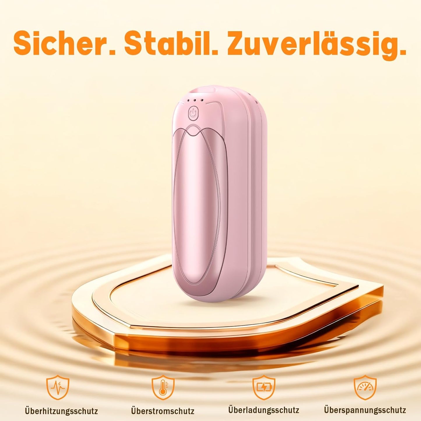 Wiederaufladbare Handwärmer, 4er-Set, 7000mAh, 4-Pack Rosa