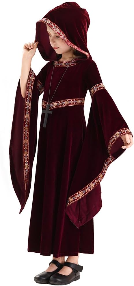 Mittelalter-Samtkleid, Mädchen Rot S