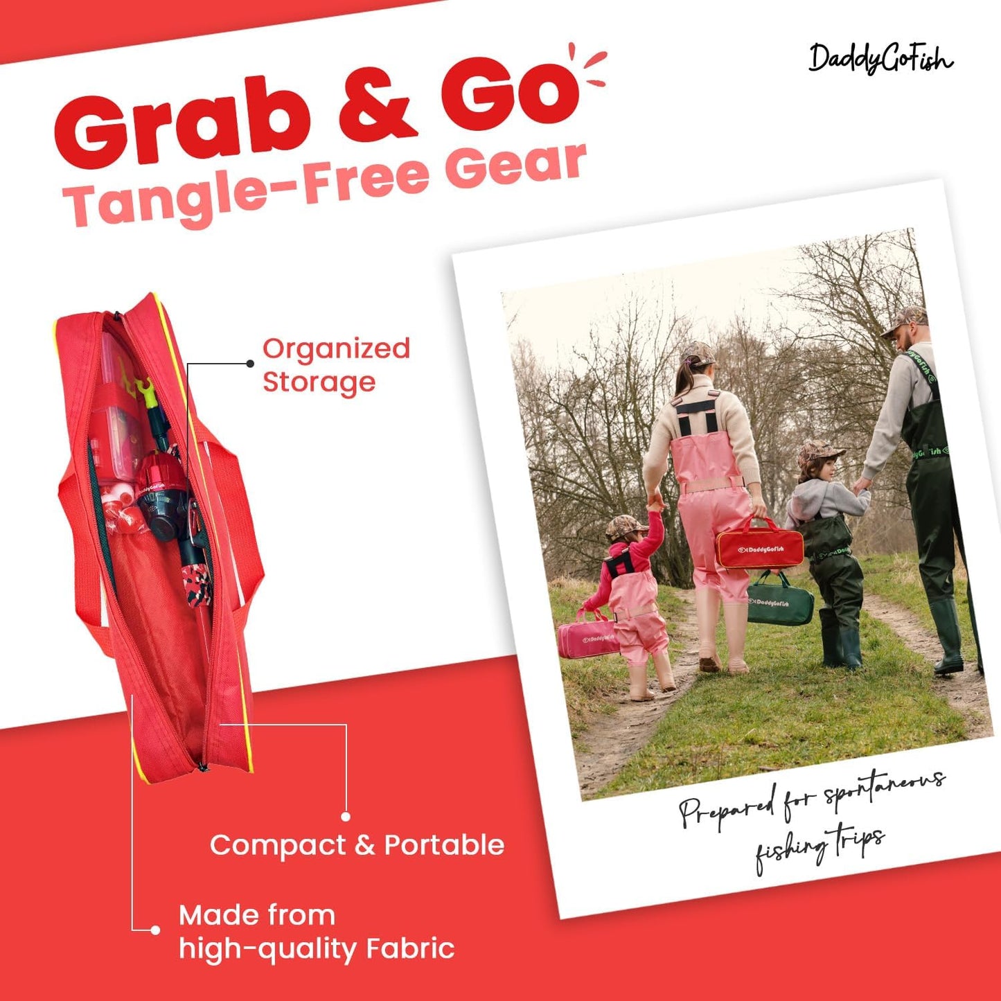 Angelset für Kinder mit Rute und Rolle, Rot (Komplettset), 5ft
