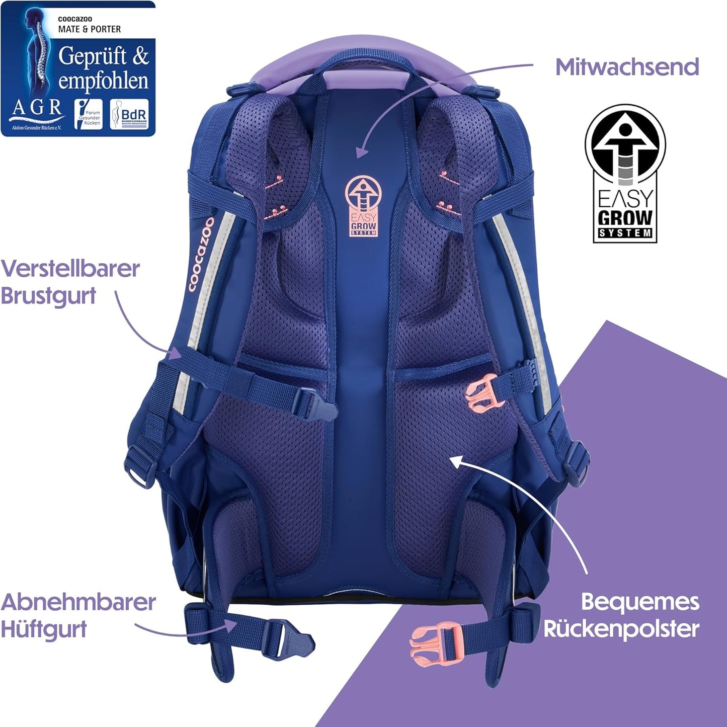 Ergonomischer Schulrucksack Mate, Tarp Frosty Lilac