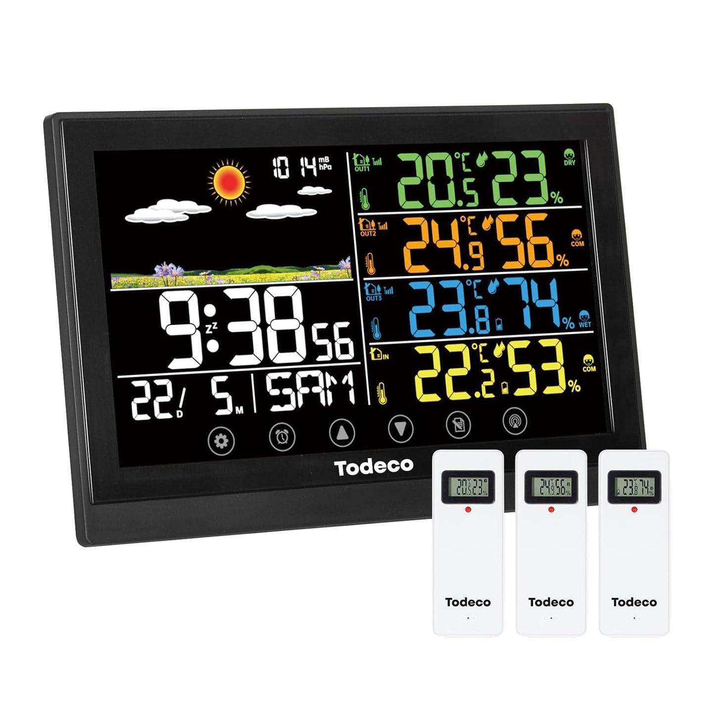 Funk-Wetterstation mit 3 Aussensensoren