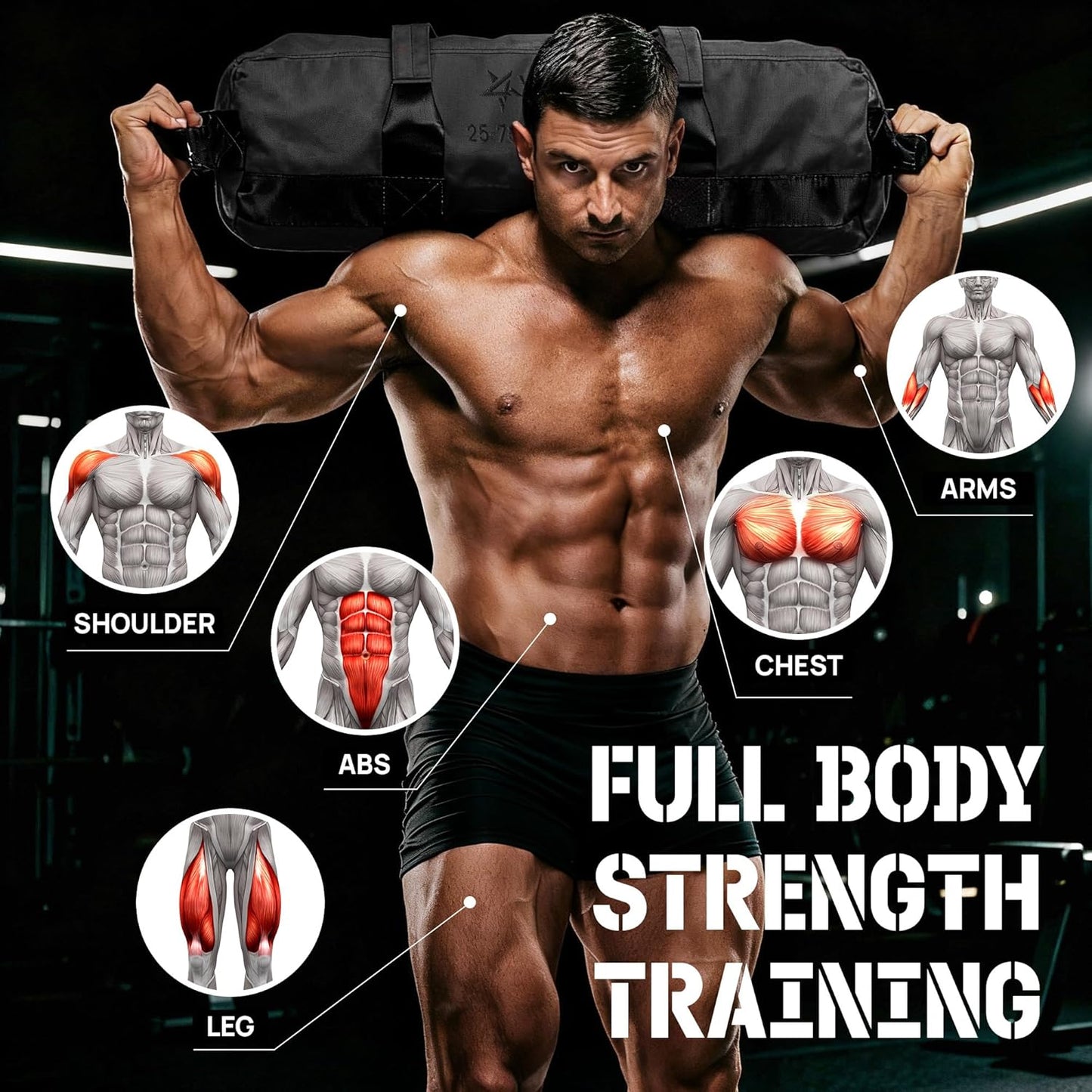 Verstellbare Sandsäcke für Krafttraining, F. Schwarz - (11kg - 34kg)