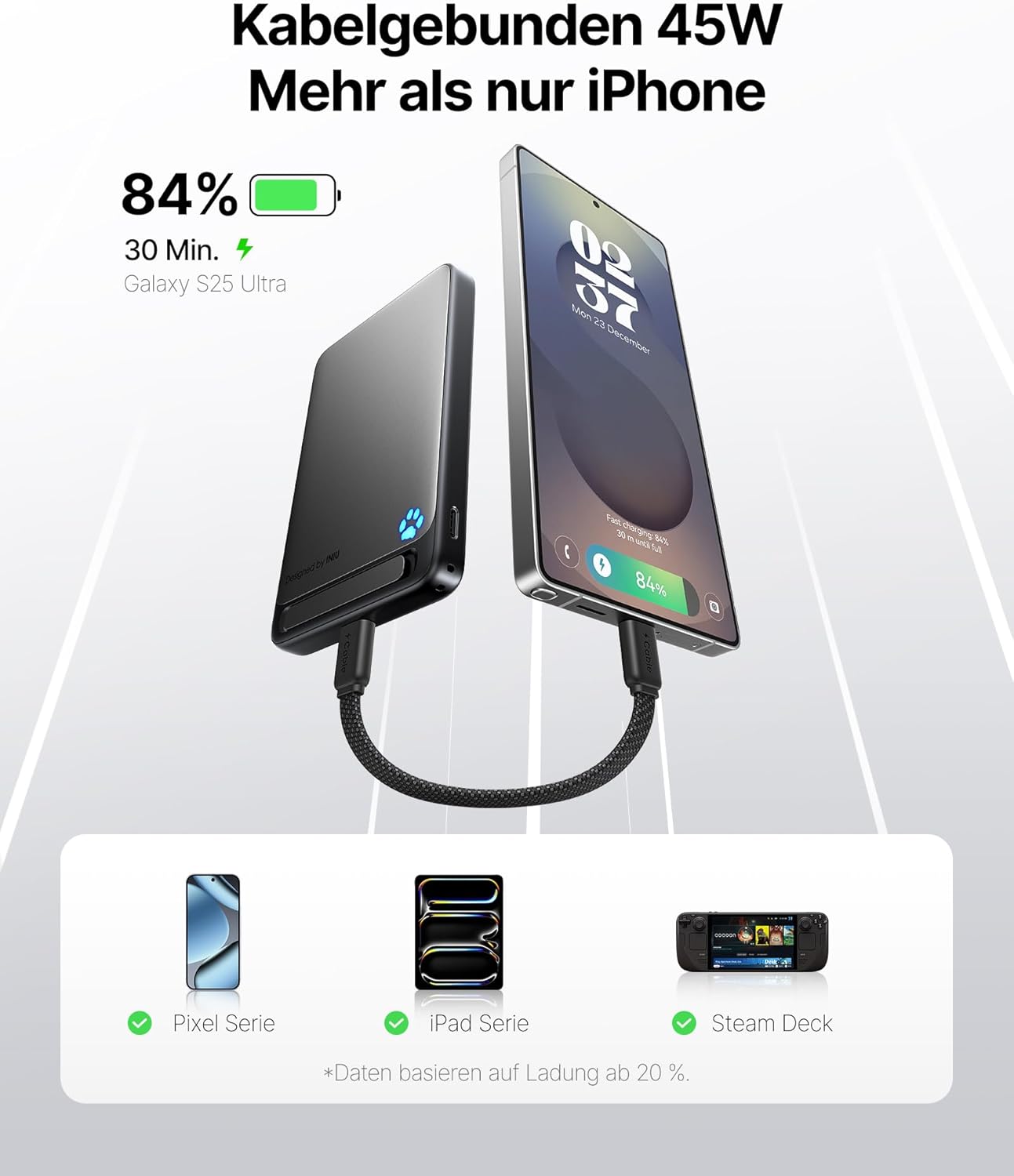 Magnetische Powerbank, Schwarz 10000mAh