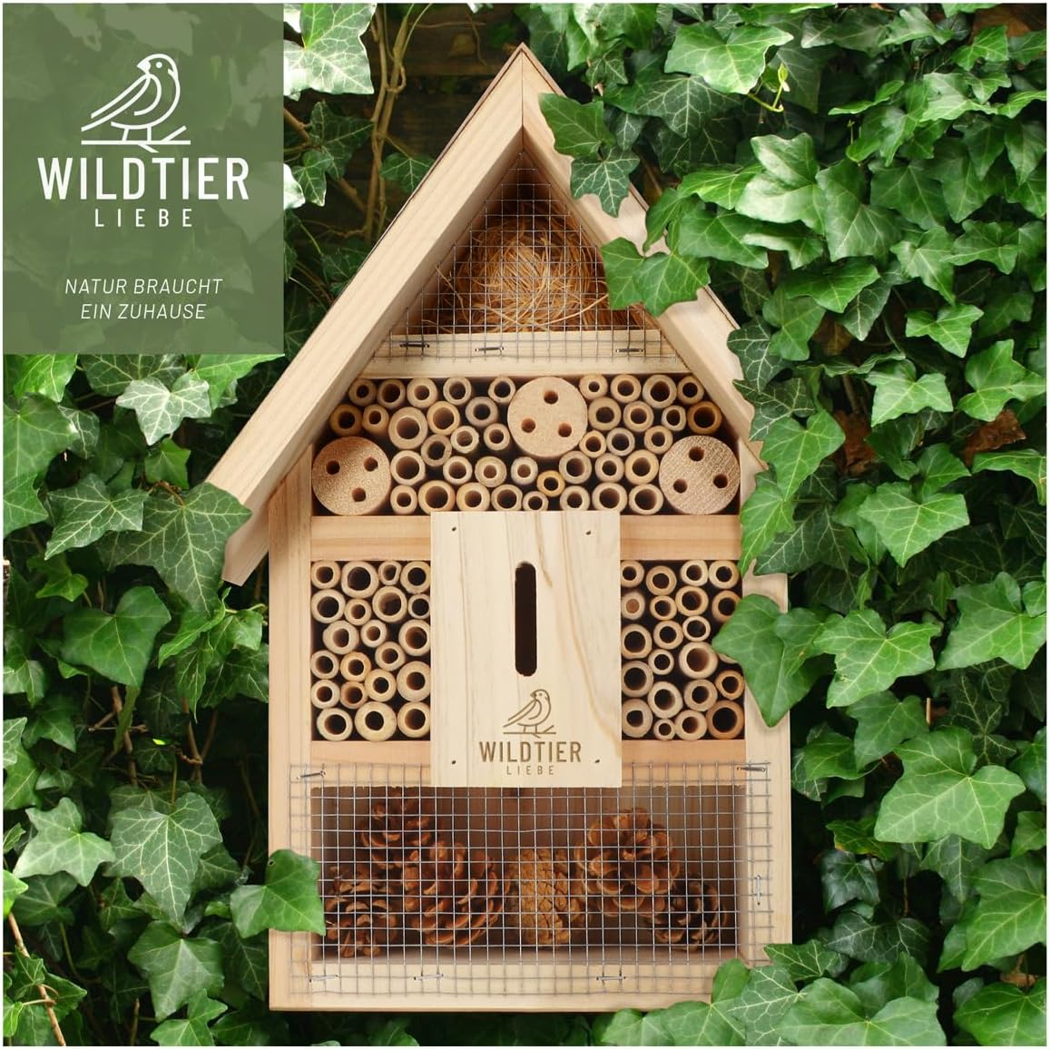 Insektenhotel aus Massivholz mit Lockstoff, Insektenhotel
