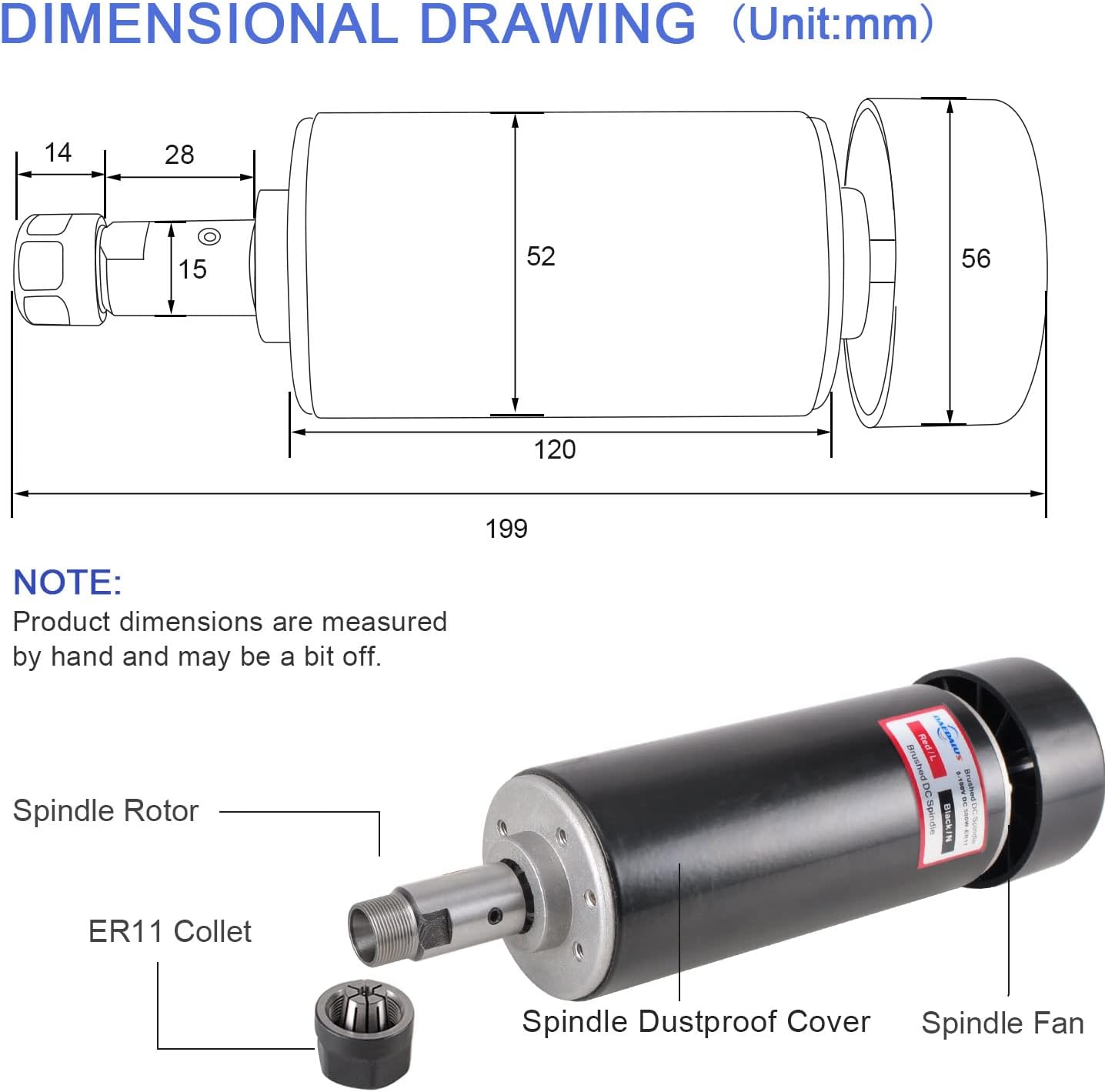 CNC Spindelmotor Set, 500W ER11 Kit