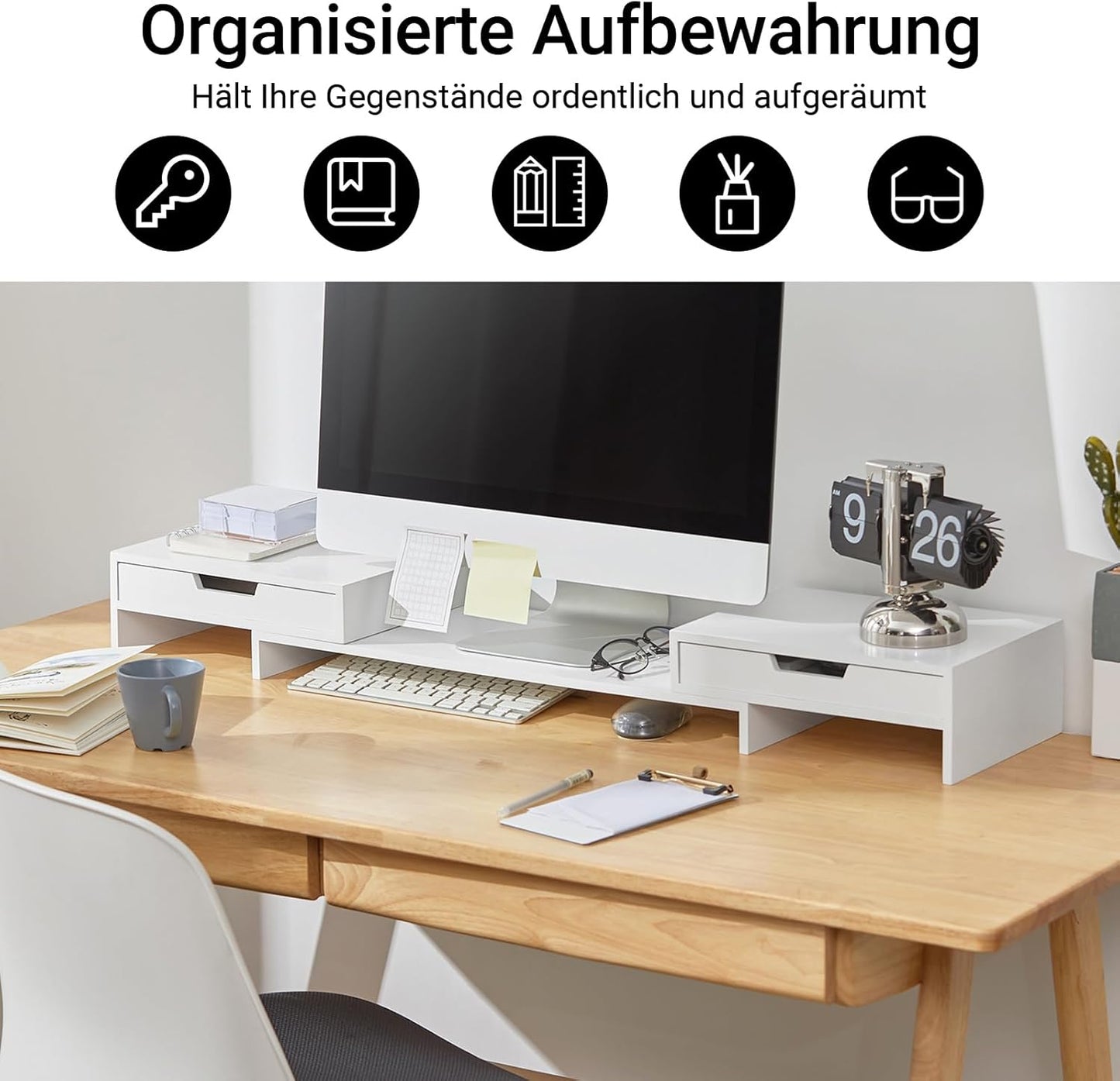 Monitorerhöhung Natalie, Weiss/MDF