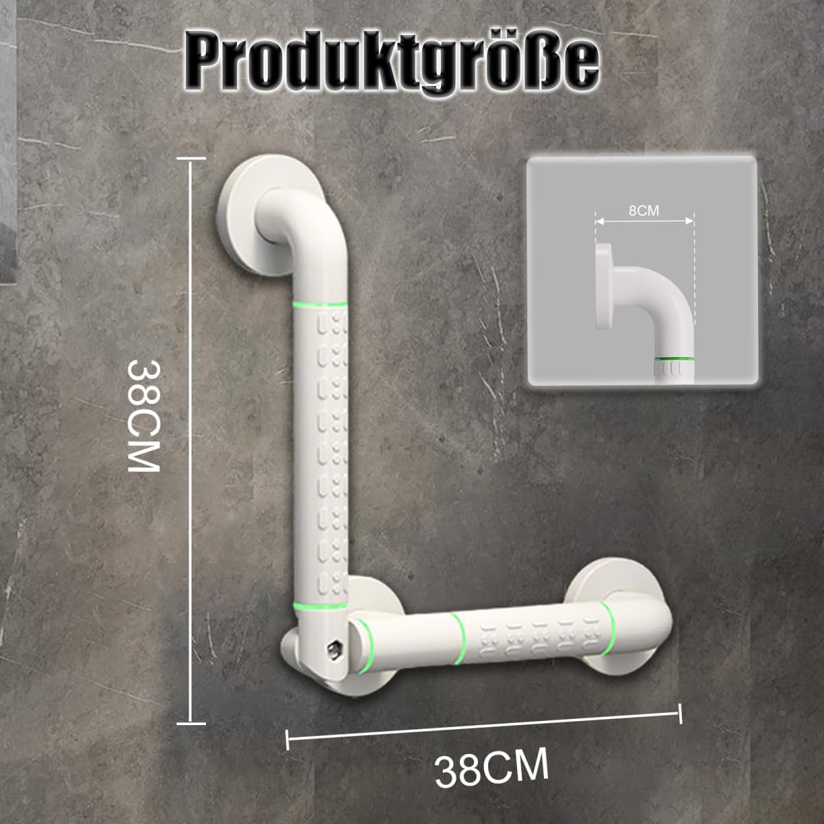 Edelstahl Haltegriffe für Dusche und Badewanne, 38 x 38cm Weiss