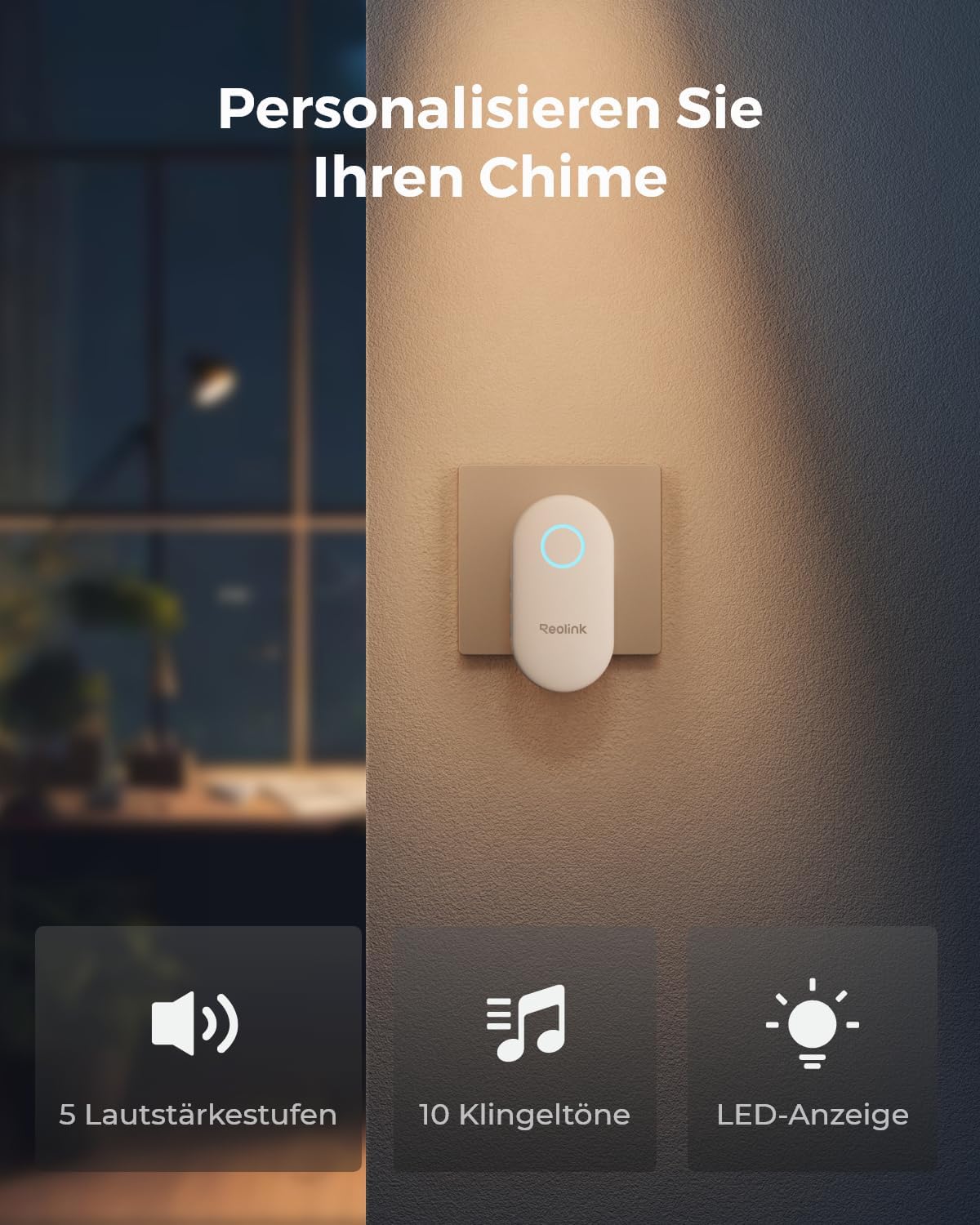 Chime Plus für Video-Türklingel WiFi/PoE mit Hardware V2 od. höherer Version, Weiss