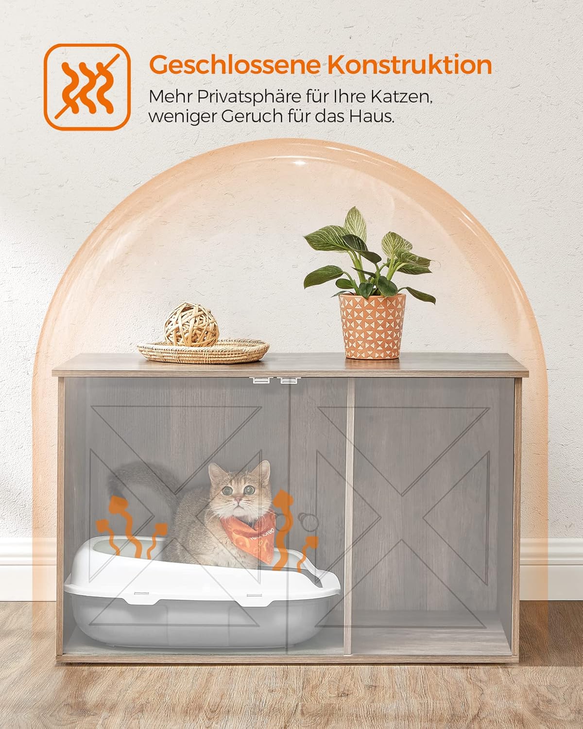 Katzenhaus mit herausnehmbarer Trennwand, 53T x 80B cm Greige