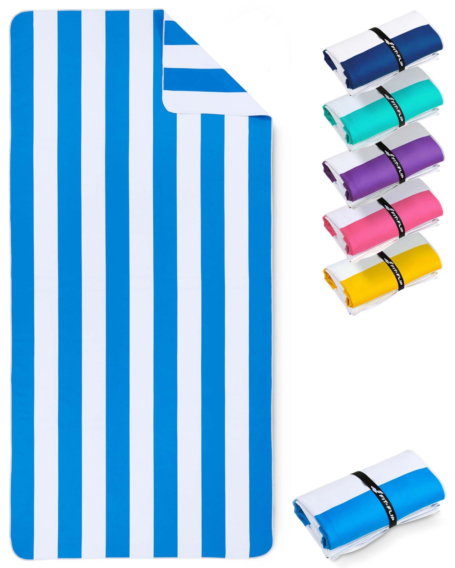 Schnelltrocknendes Strandhandtuch, 160cm x 90cm 01 Himmelblau - Weiss