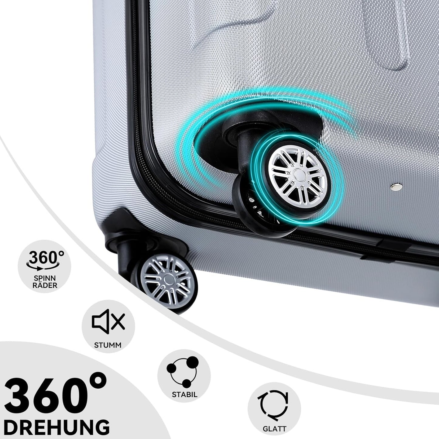 3-teiliges Reisekofferset, Silber