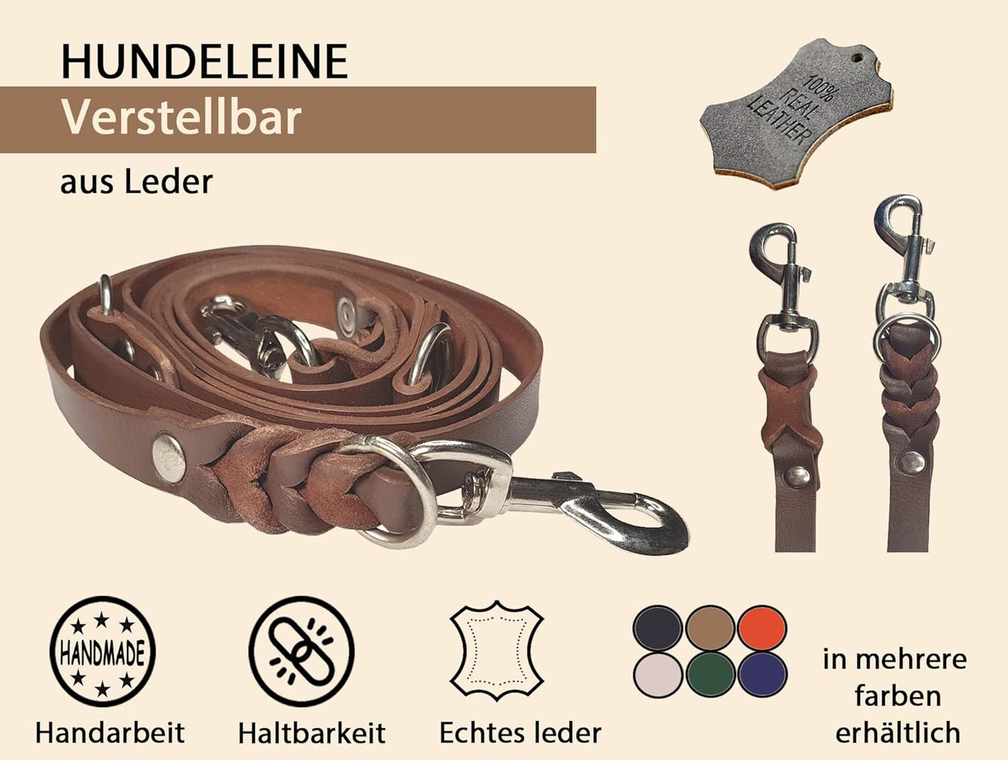 Freihandleinen aus Fettleder, 2 x 200 cm Braun