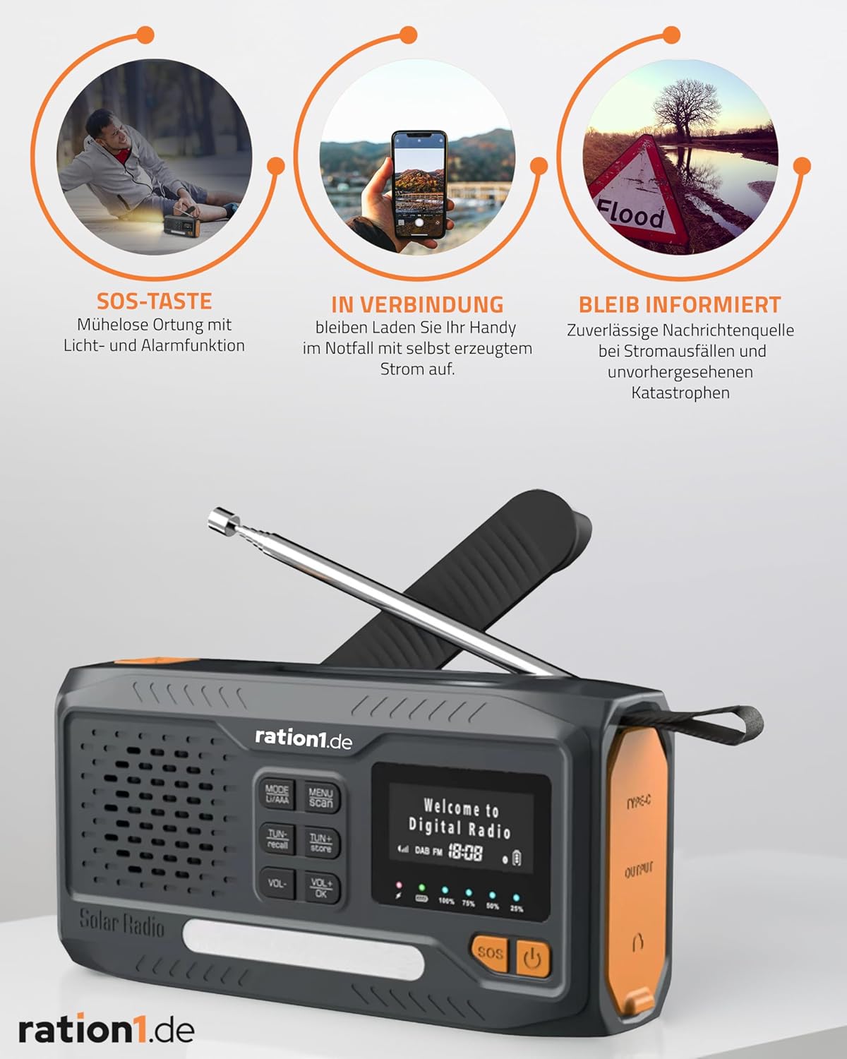 DAB+ Kurbelradio, Kurbelradio 8in1