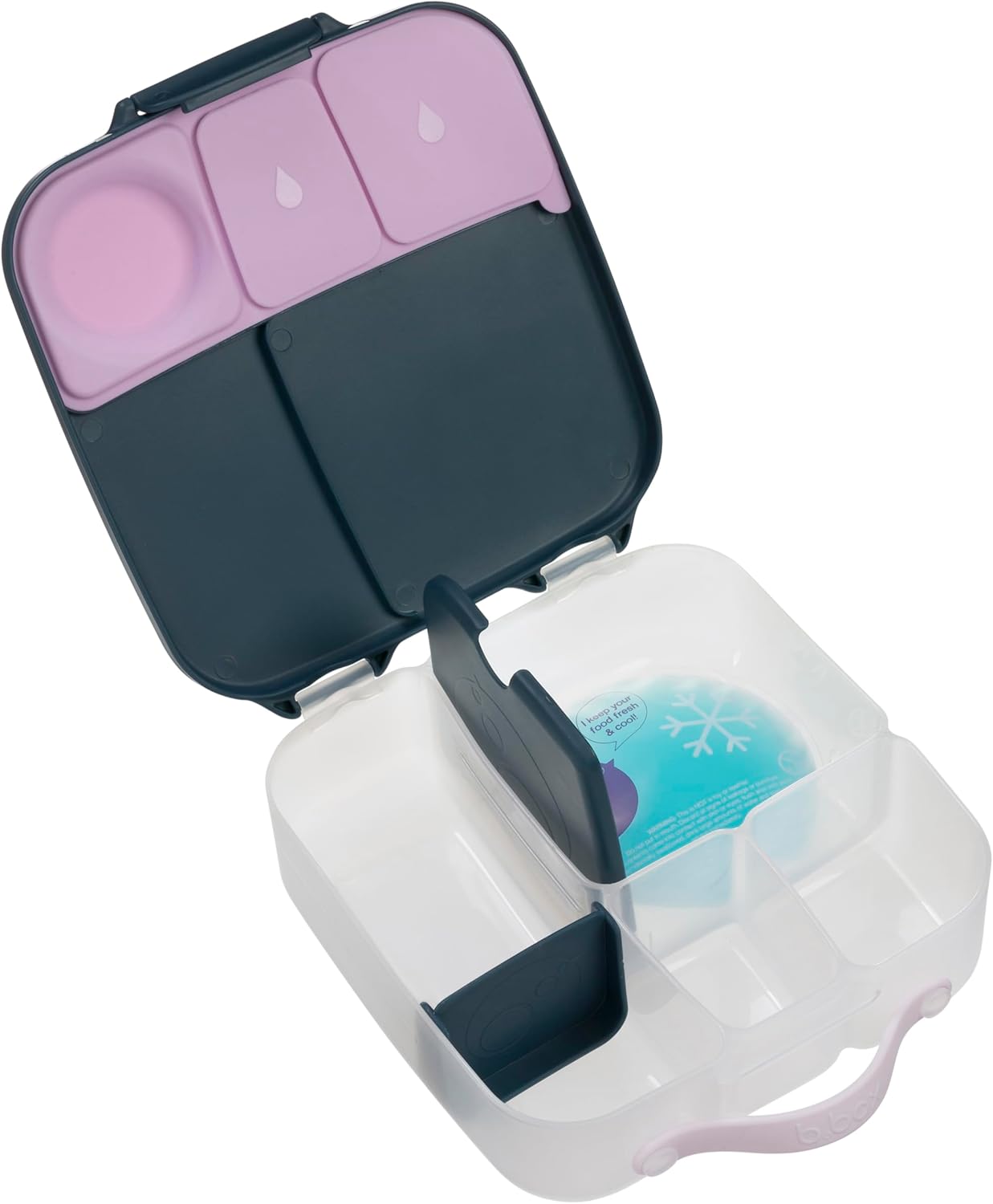 Jumbo Bento Brotdose mit 4 Fächern und Kühlakku, 2 L, Indigo-rose