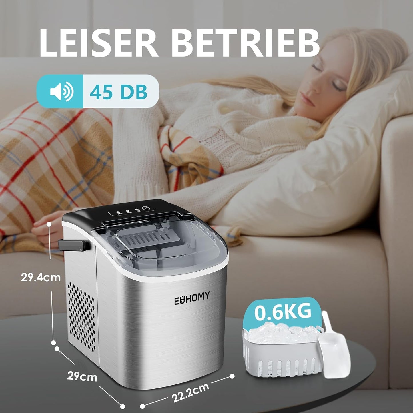 Eiswürfelmaschine, 1.2L / Edelstahl-12KG