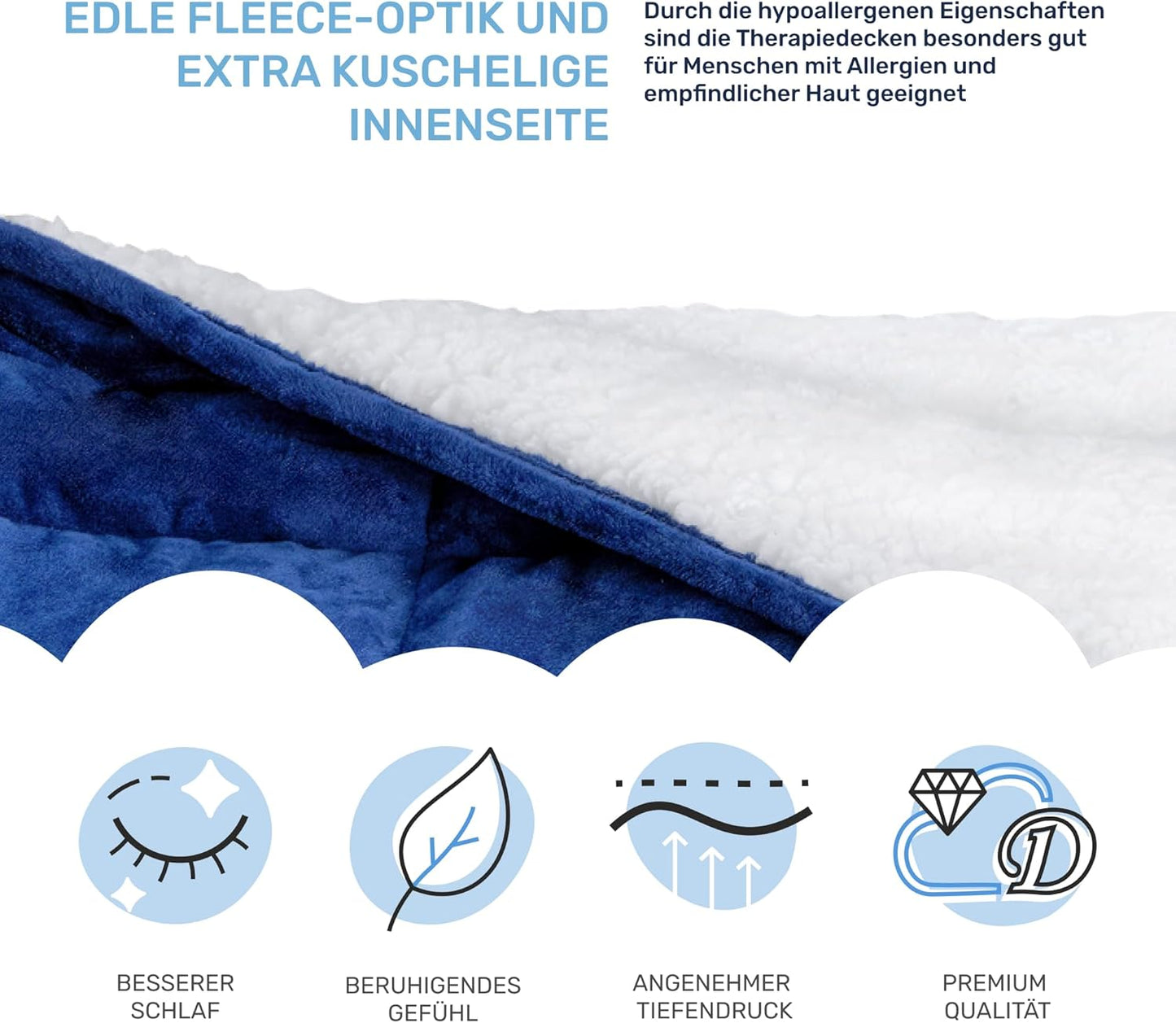Gewichtsdecke, Blau(kuschelig) 155x200cm | 9,5kg