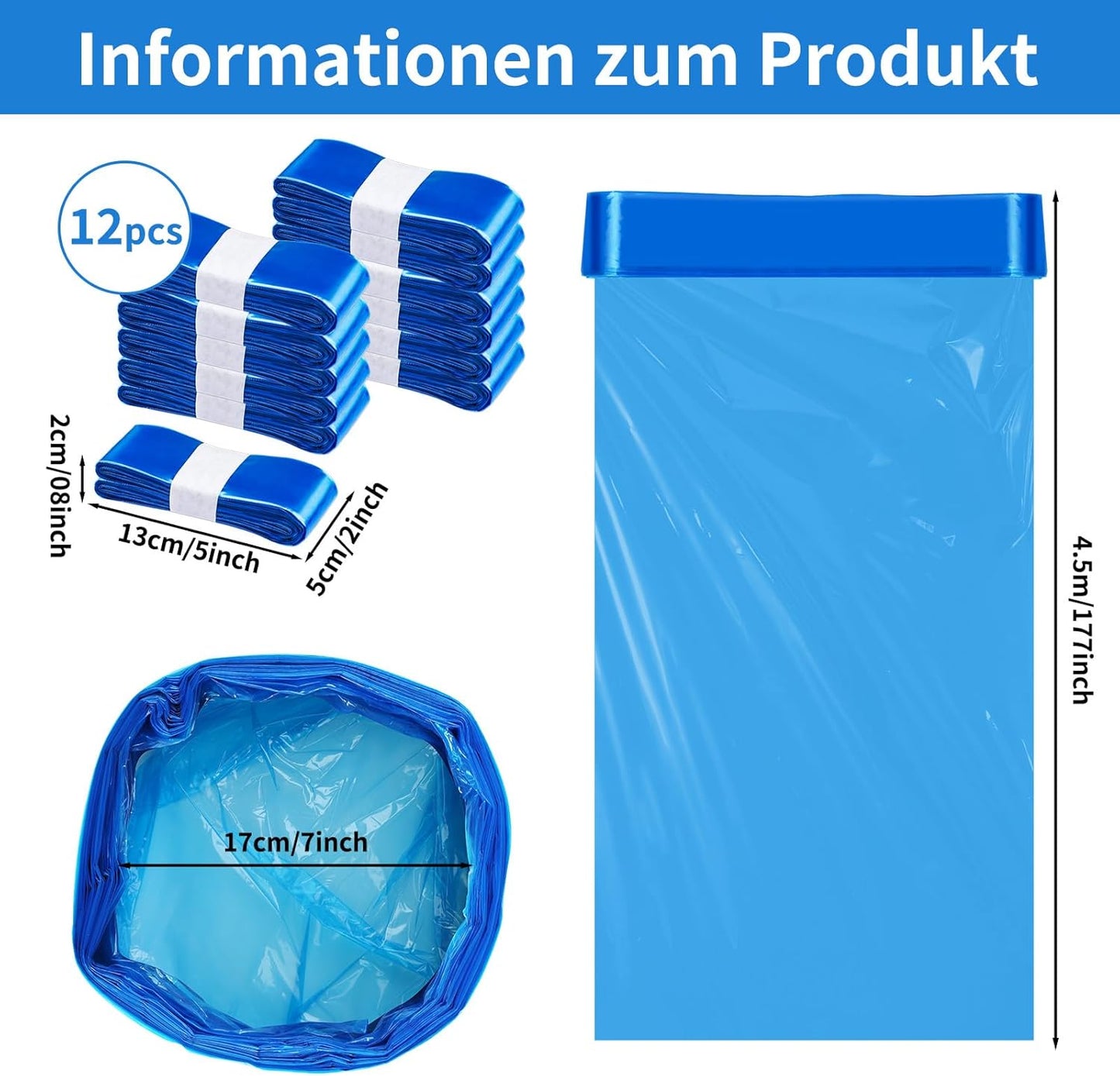 12-teiliges Nachfüllkassetten Set für Windeleimer, Blau,12 Stück