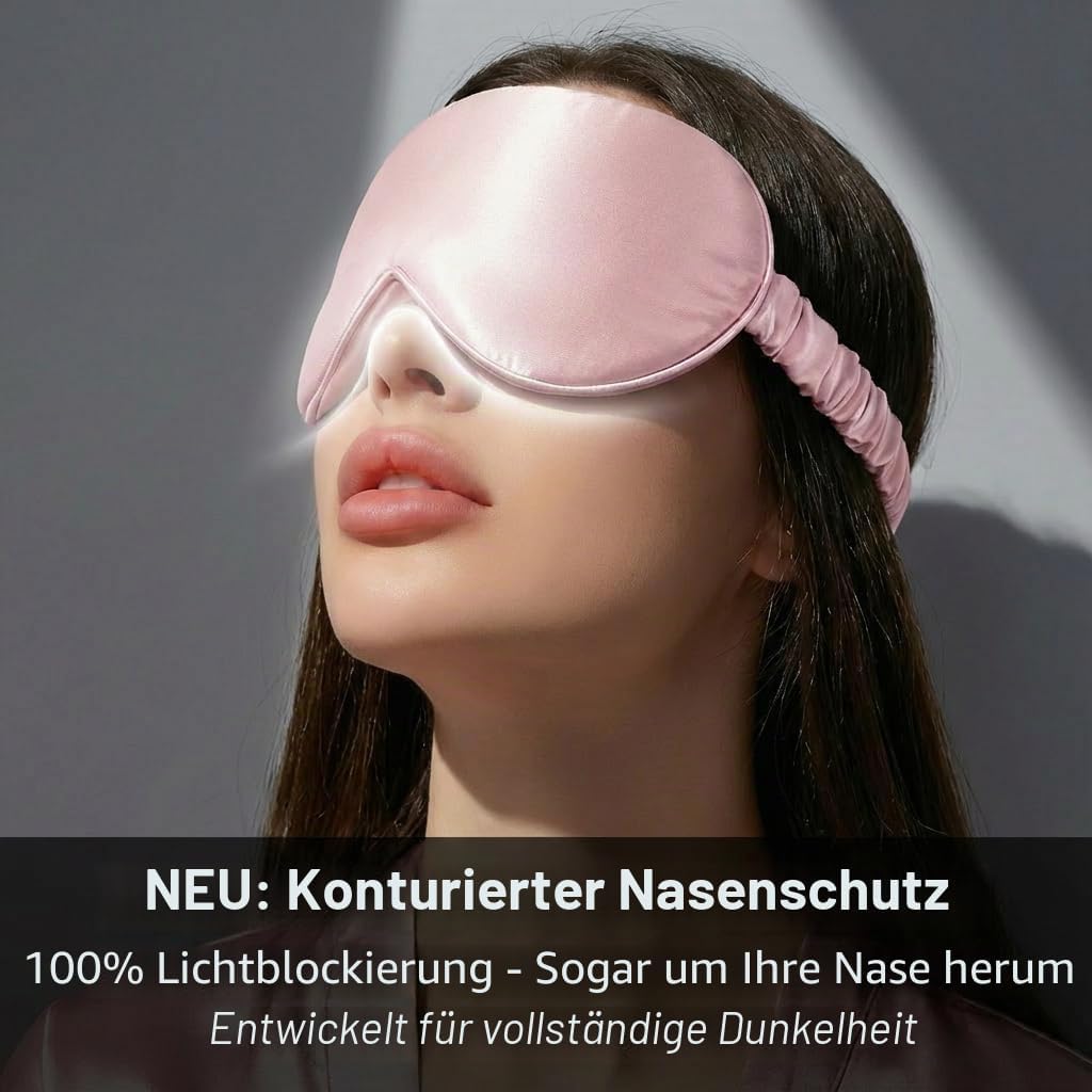 3D Seidenschlafmaske mit Augenmulden, Rosa