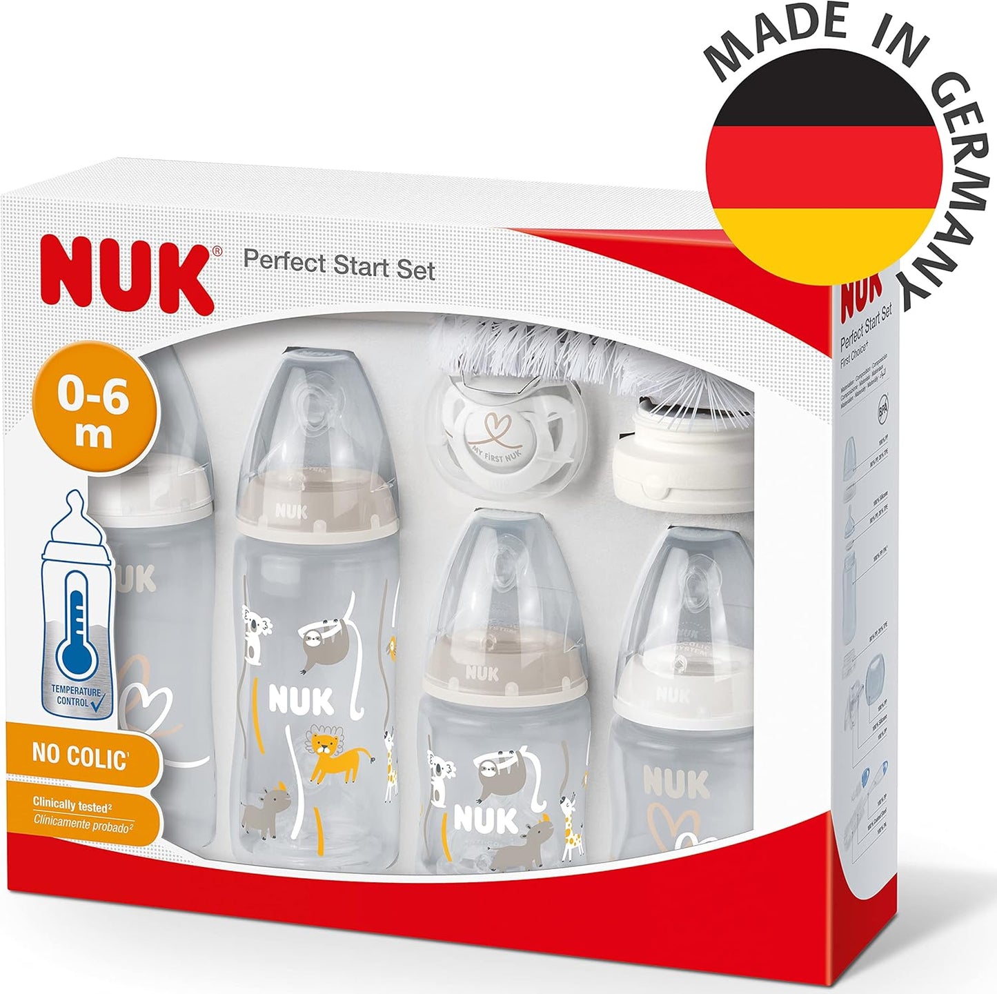 Babyflaschen-Set mit Temperaturkontrolle, Perfect Startset, Safari (Beige)