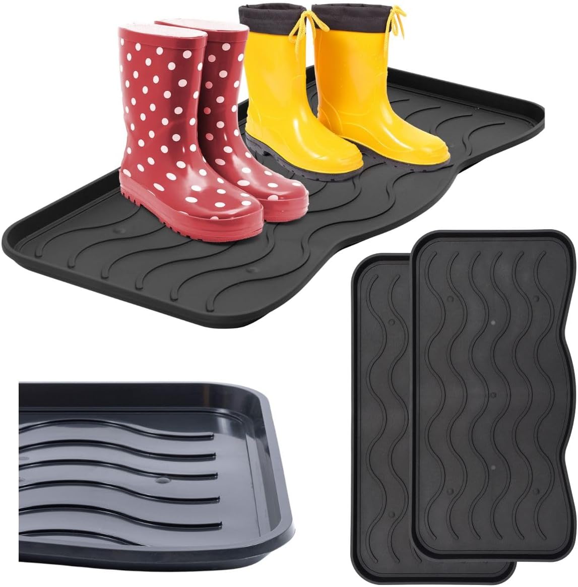 2-teiliges Schuhabtropfschalen-Set, Schwarz 38 x 75 cm 2 Stück