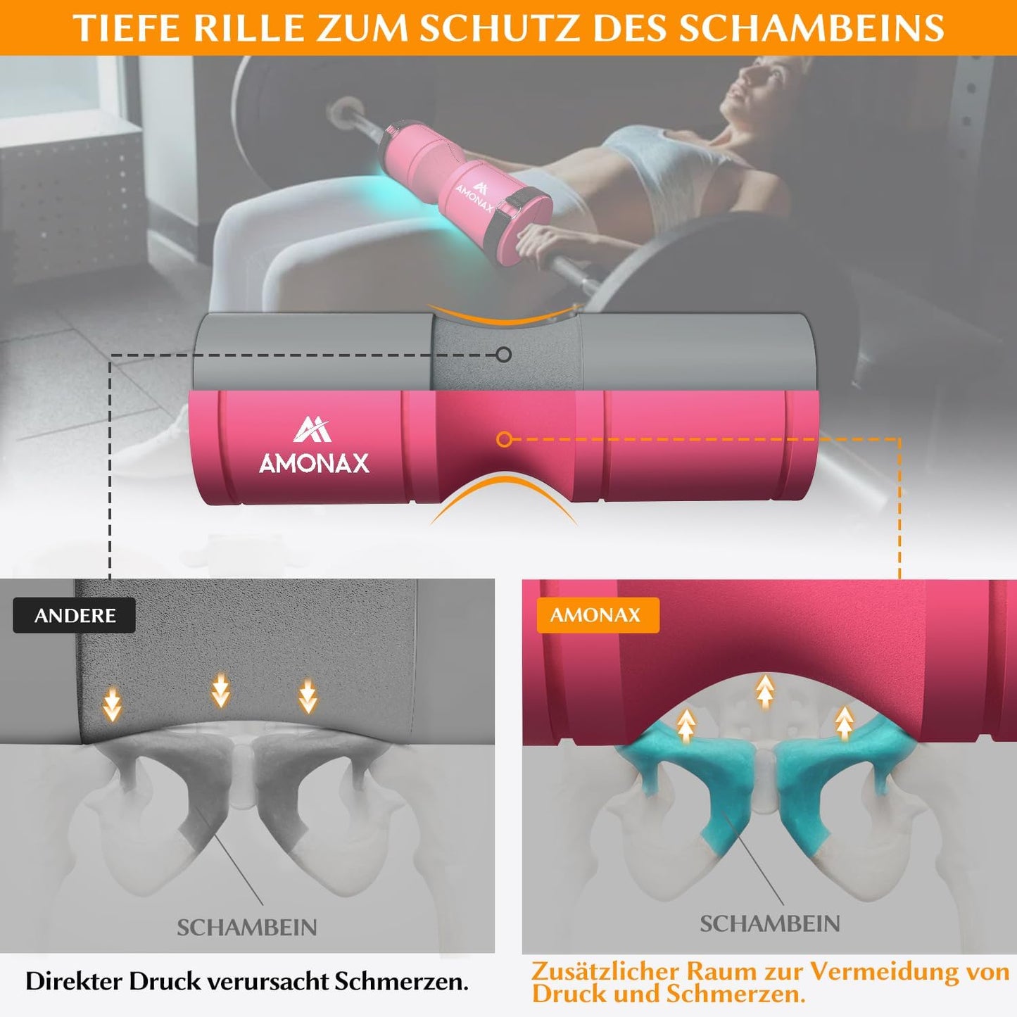 Nackenpolster für Langhantel, Rose - Schaumstoff