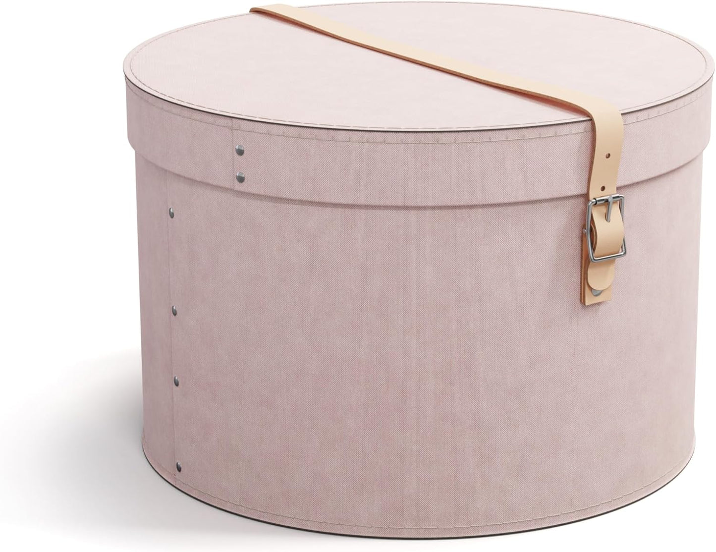 2-teiliges Aufbewahrungsboxen-Set mit Lederriemen, Rosa