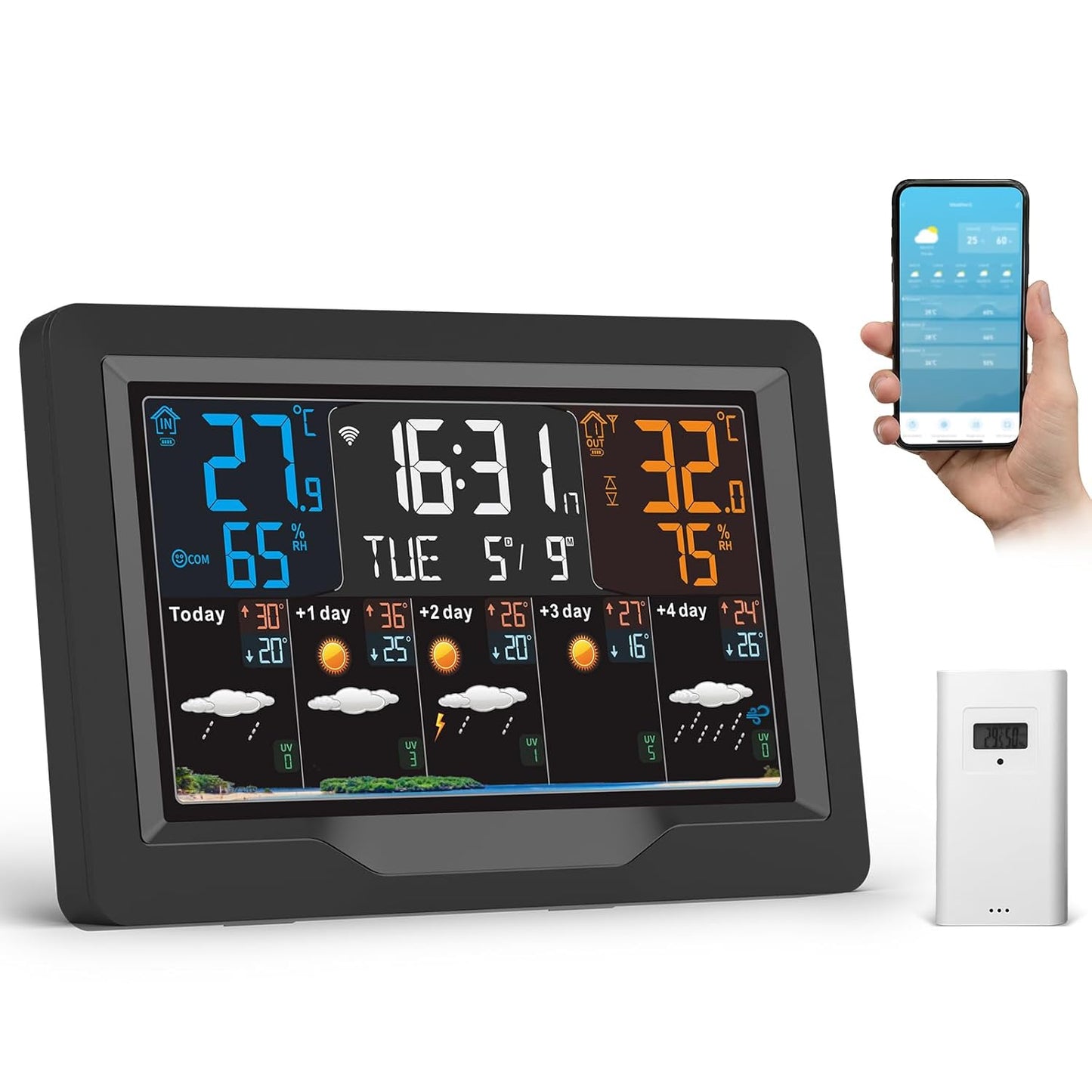 Wetterstation mit Aussensensor und Farbdisplay, M