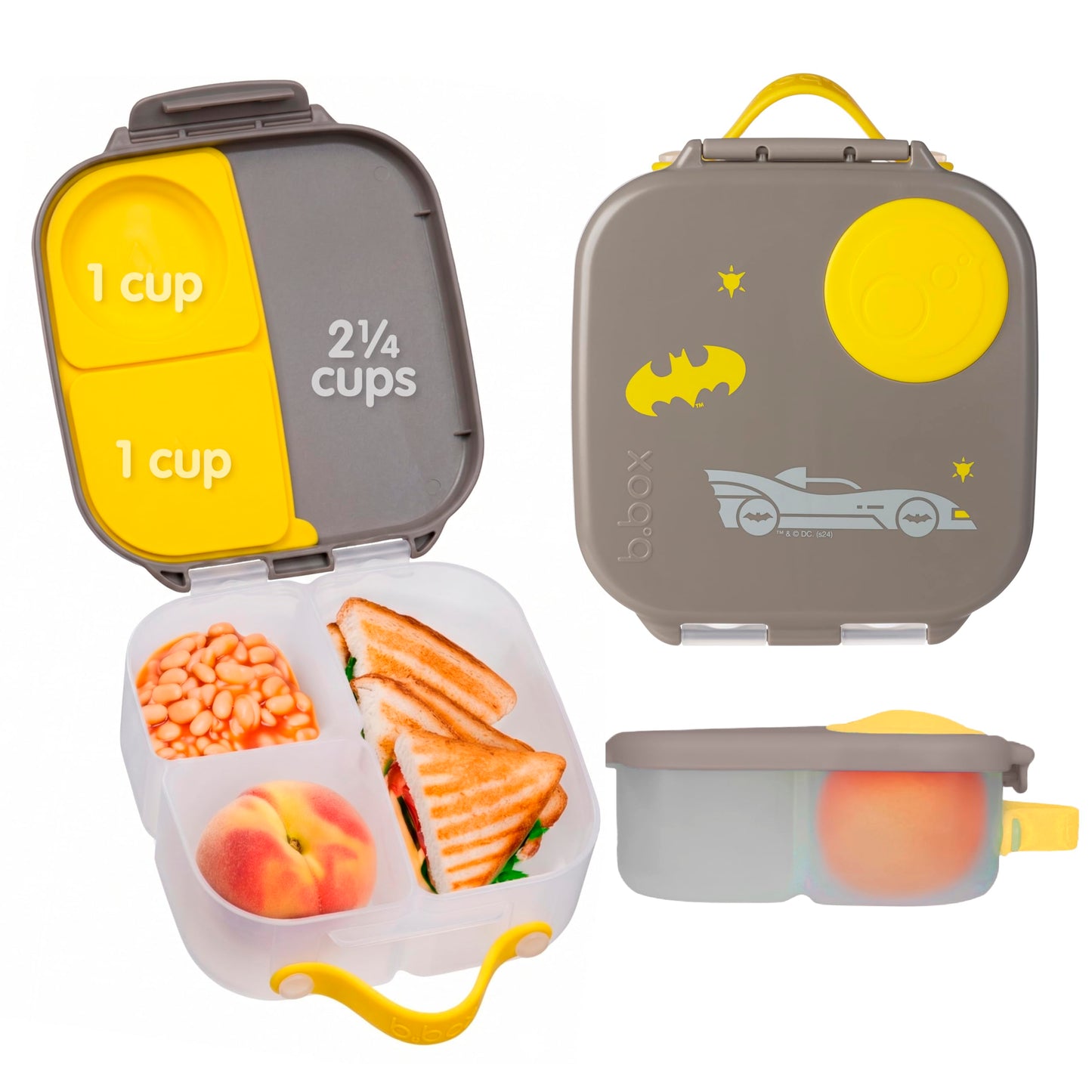 Batman Mini Brotdose mit 3 Fächern (2 auslaufsicher), Batman