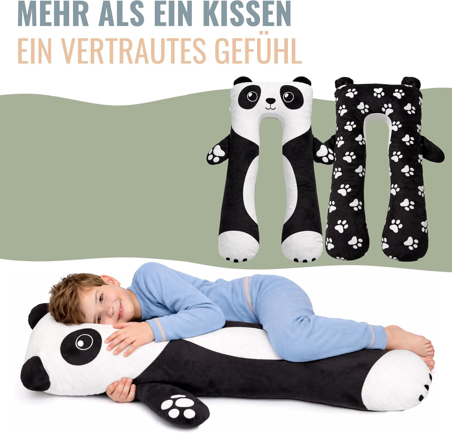 Kuscheltier Panda Kissen (118x56cm) mit Wäschesack