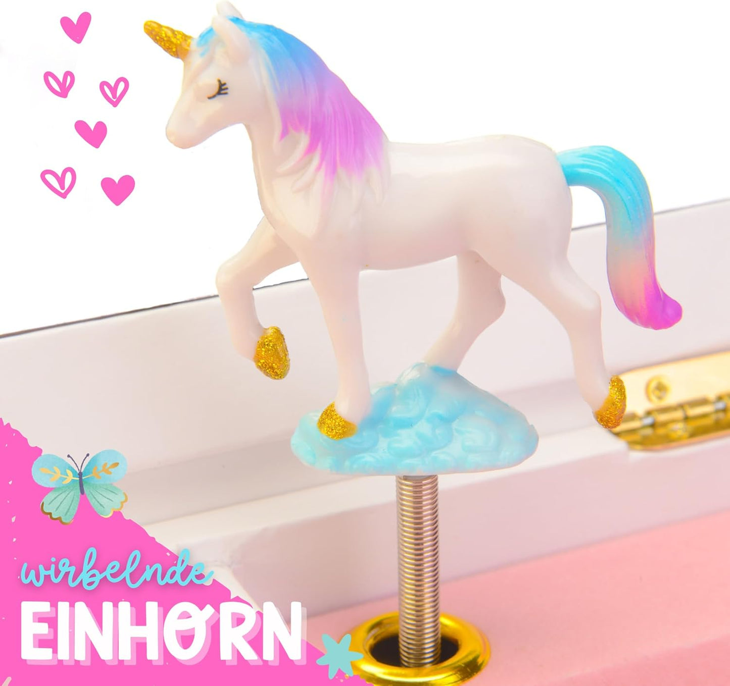 Schmuckkästchen mit Spieluhr, Blumen-Einhorn