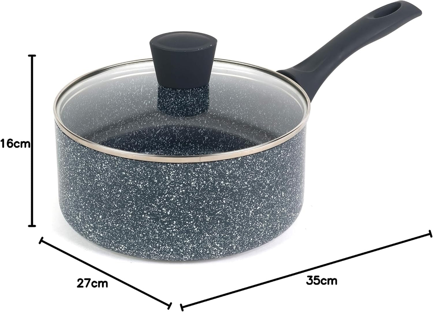 Antihaft-Stielkasserolle mit Hartglasdeckel RH00846EU, 20 cm Kochtopf