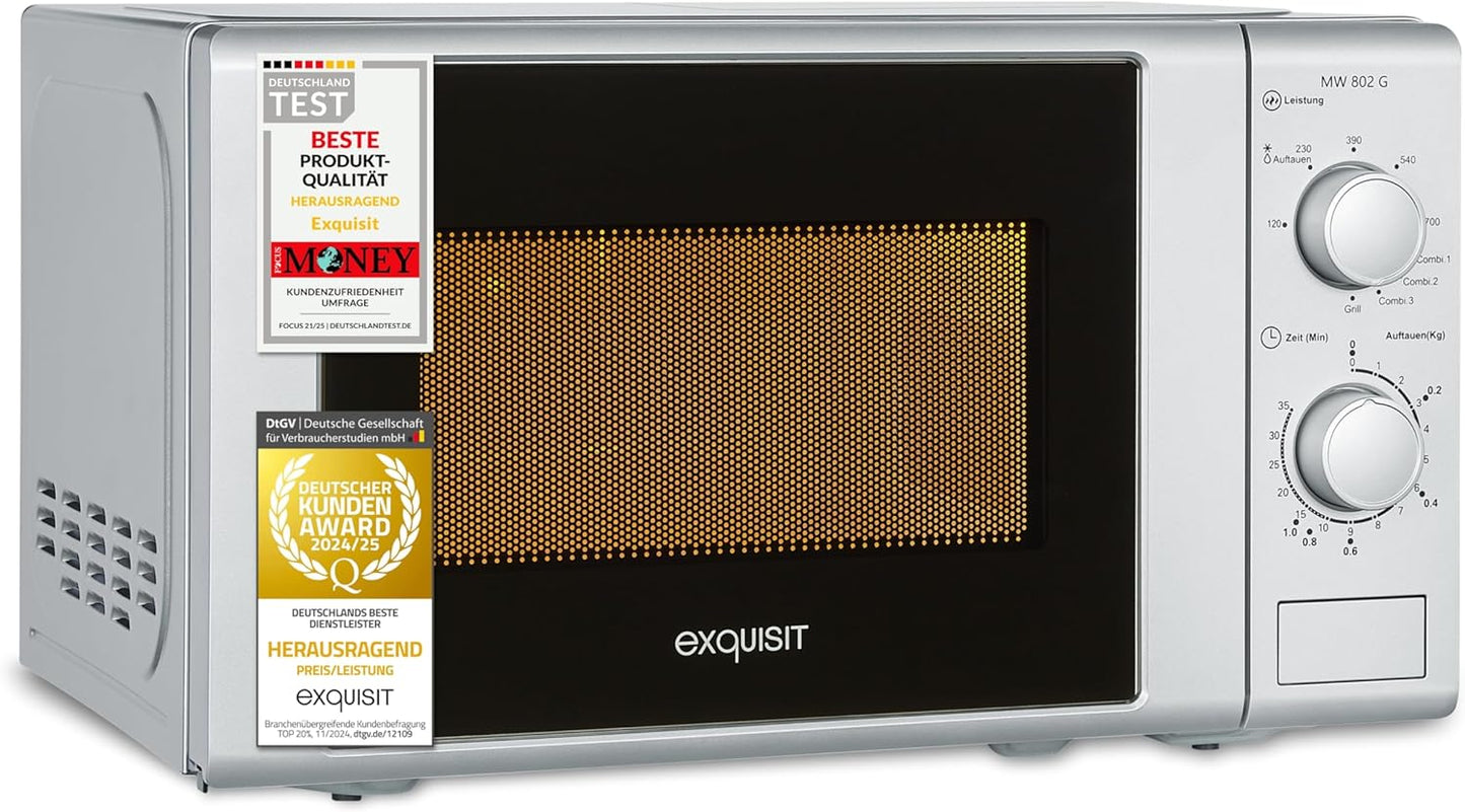 MW 802G Mikrowelle mit Grillfunktion, Silber