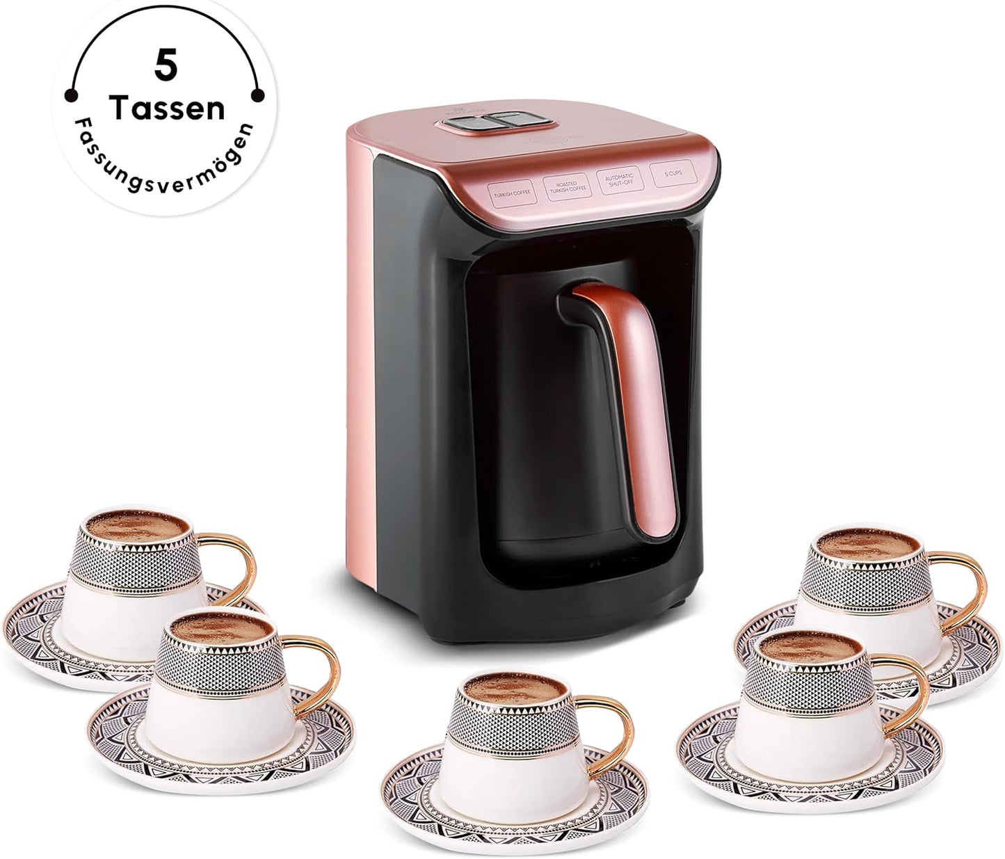 Kaffeemaschine mit Sprachwarnsystem, Roségold