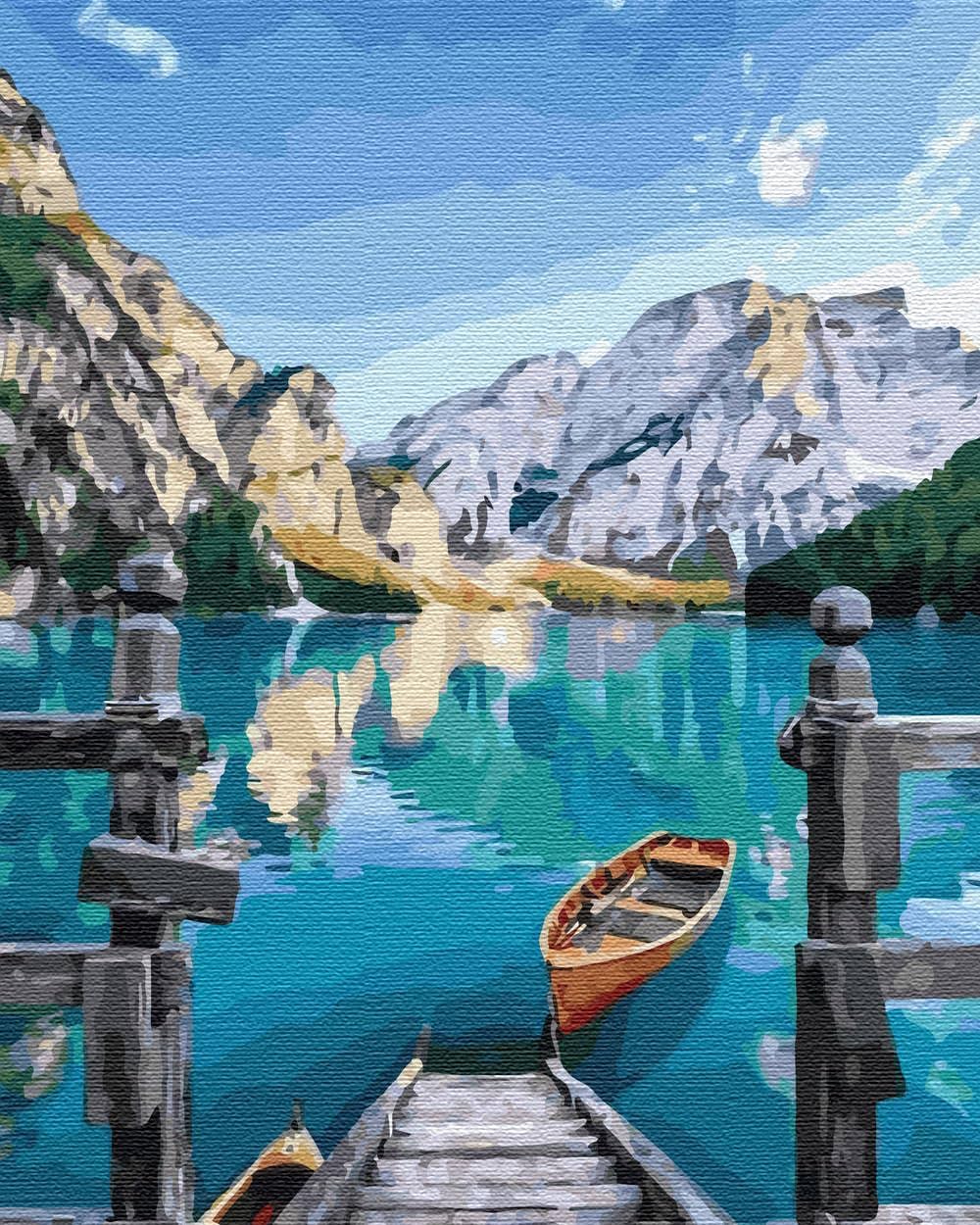 Malen nach Zahlen Boot auf dem See, Boot auf dem See Mit Rahmen