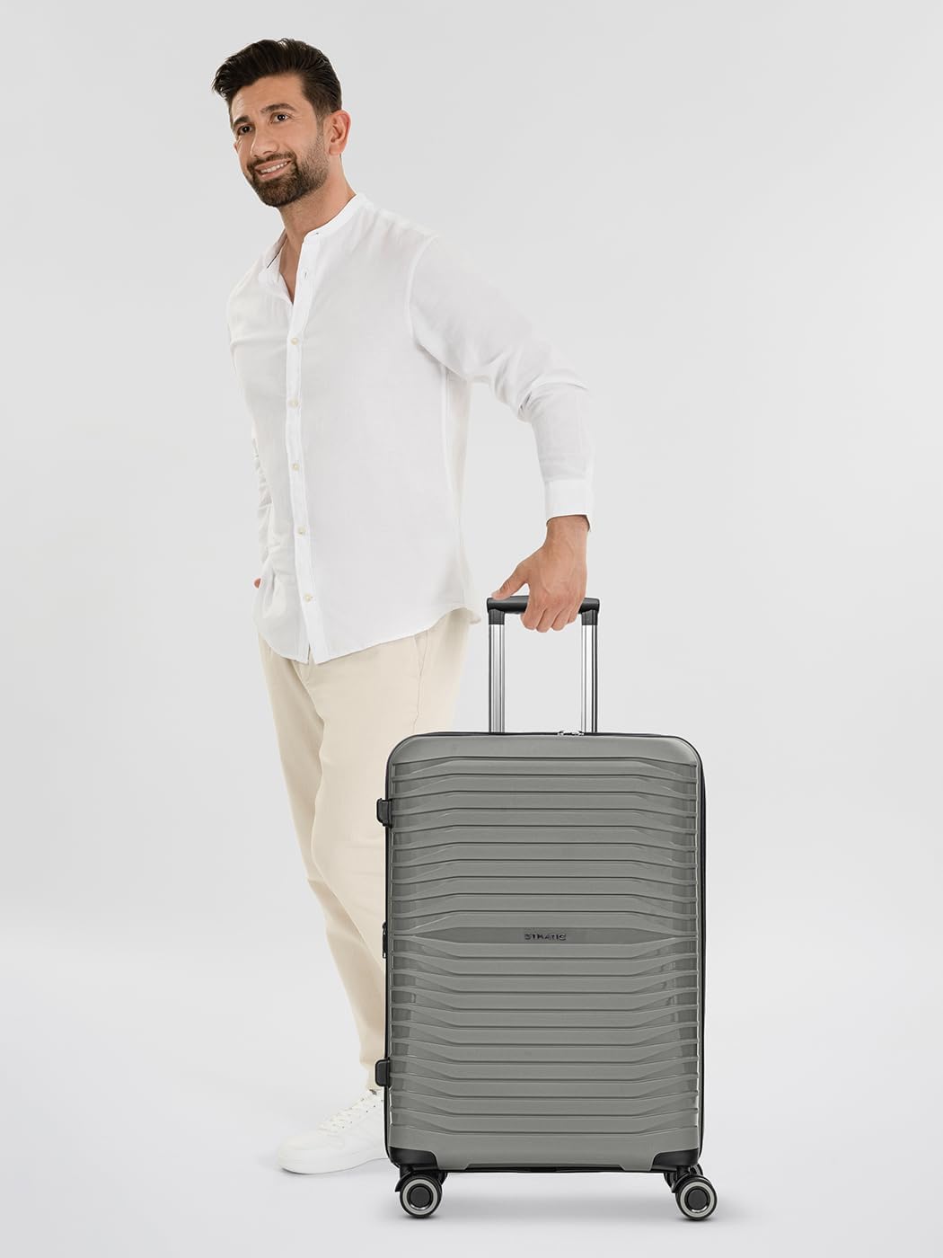 Shine 4 Rollen Trolley 65 cm mit Dehnfalte, Grey Koffer M (66 cm) erweiterbar
