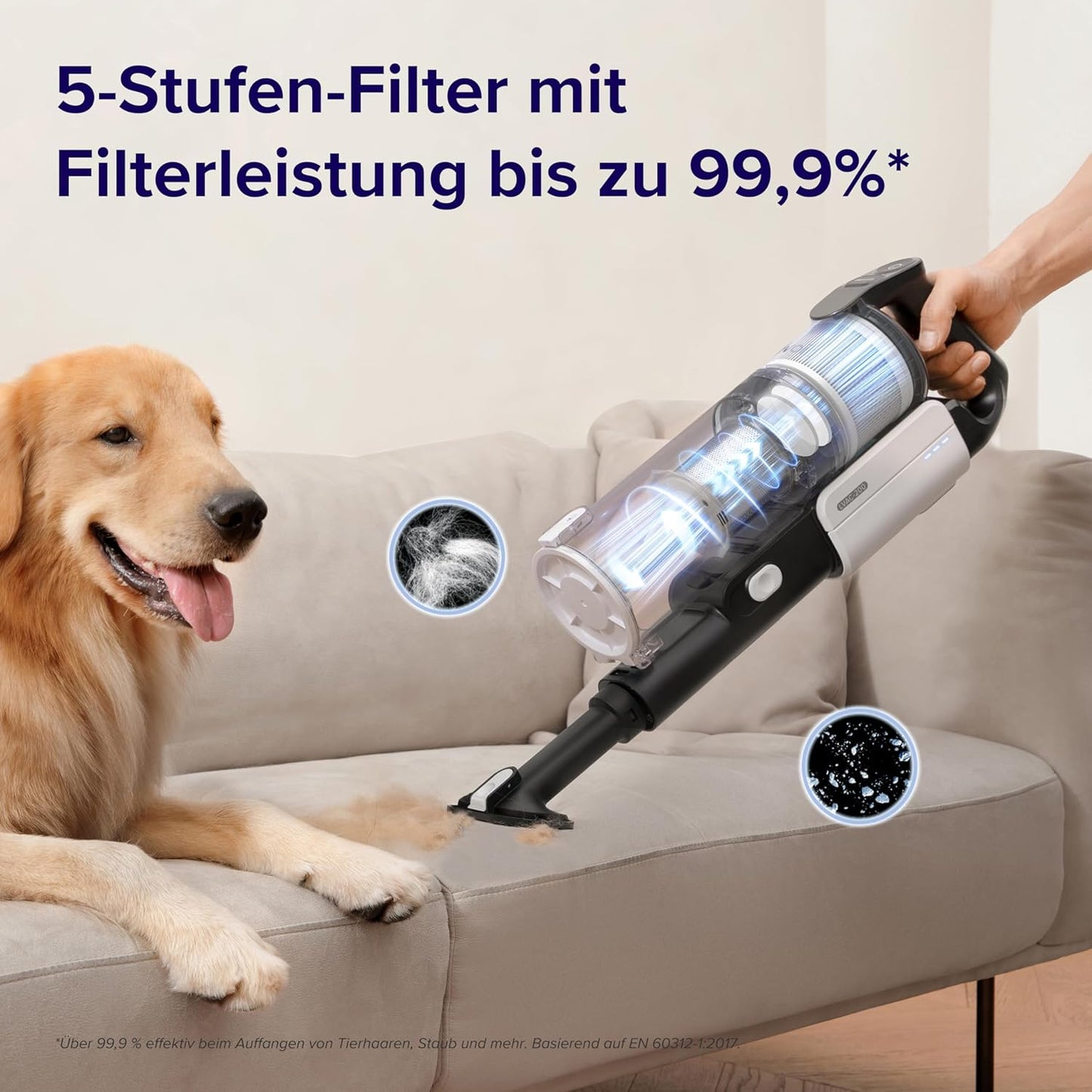 Akkustaubsauger mit Tierhaardüse (4-in-1), Für schnelle Reinigung LVAC 200 ; Schwarz