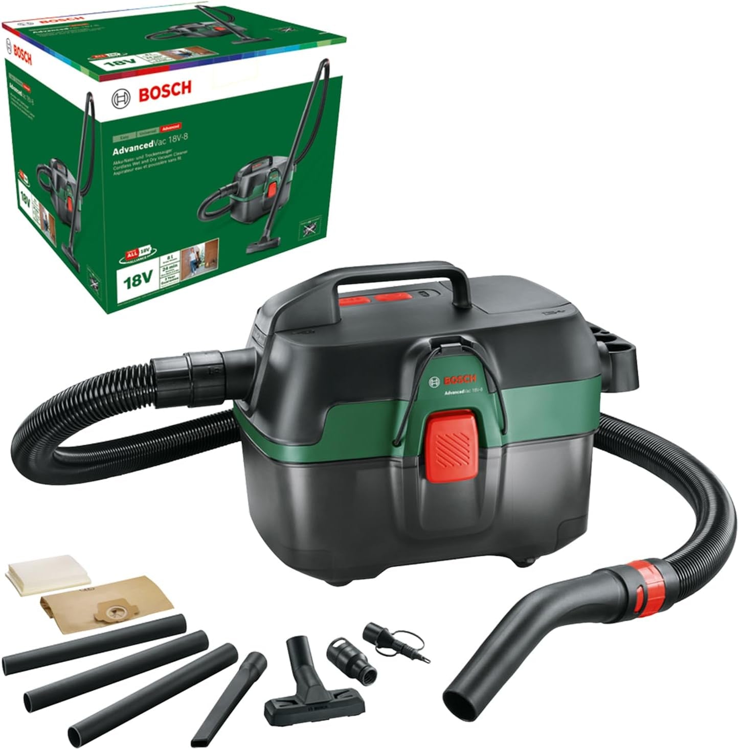 Nass- und Trockensauger AdvancedVac 18V-8, 3-in-1 Set I ohne Akku