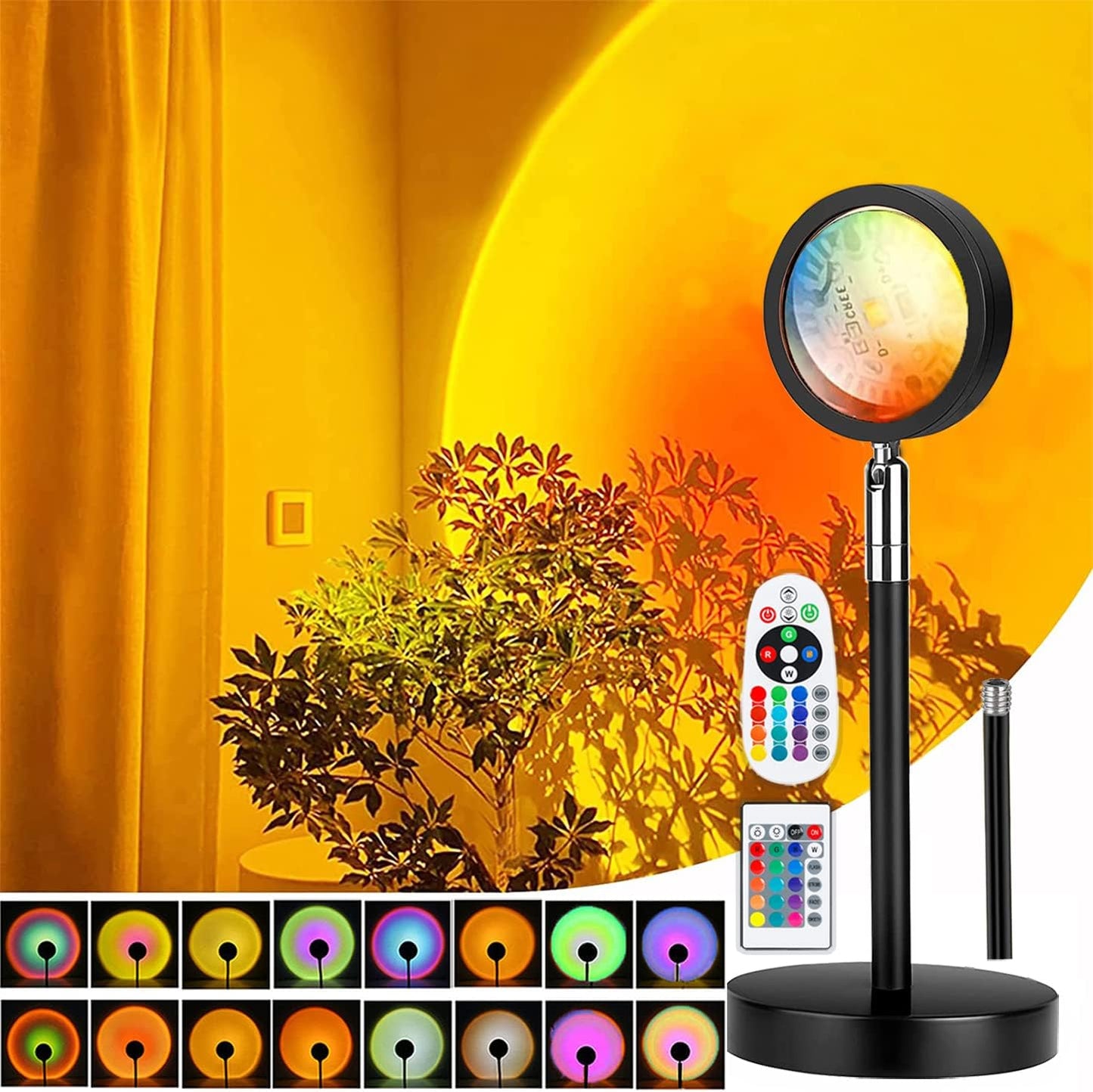 Höhenverstellbare LED-Sunset-Projektionslampe, Gelb