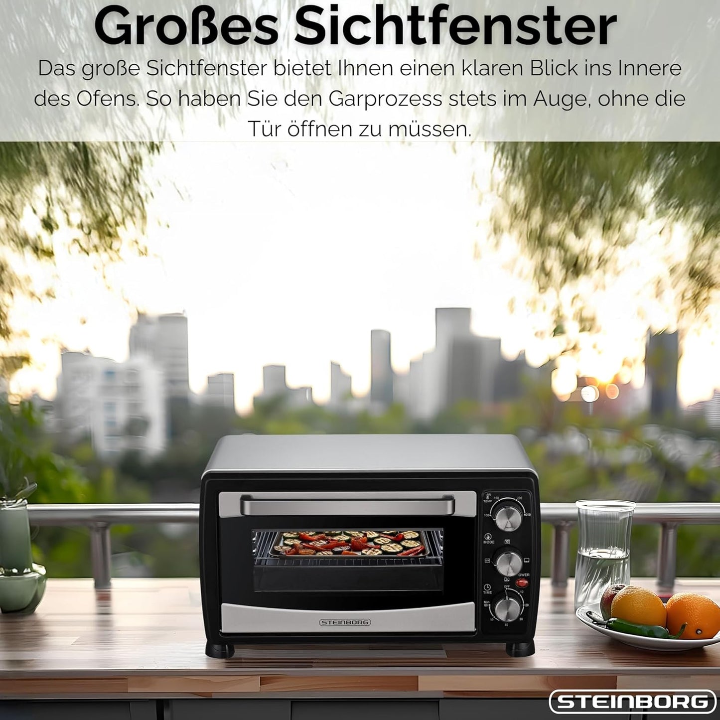 Mini-Backofen mit Umluftfunktion, 20 Liter, 1.400 Watt