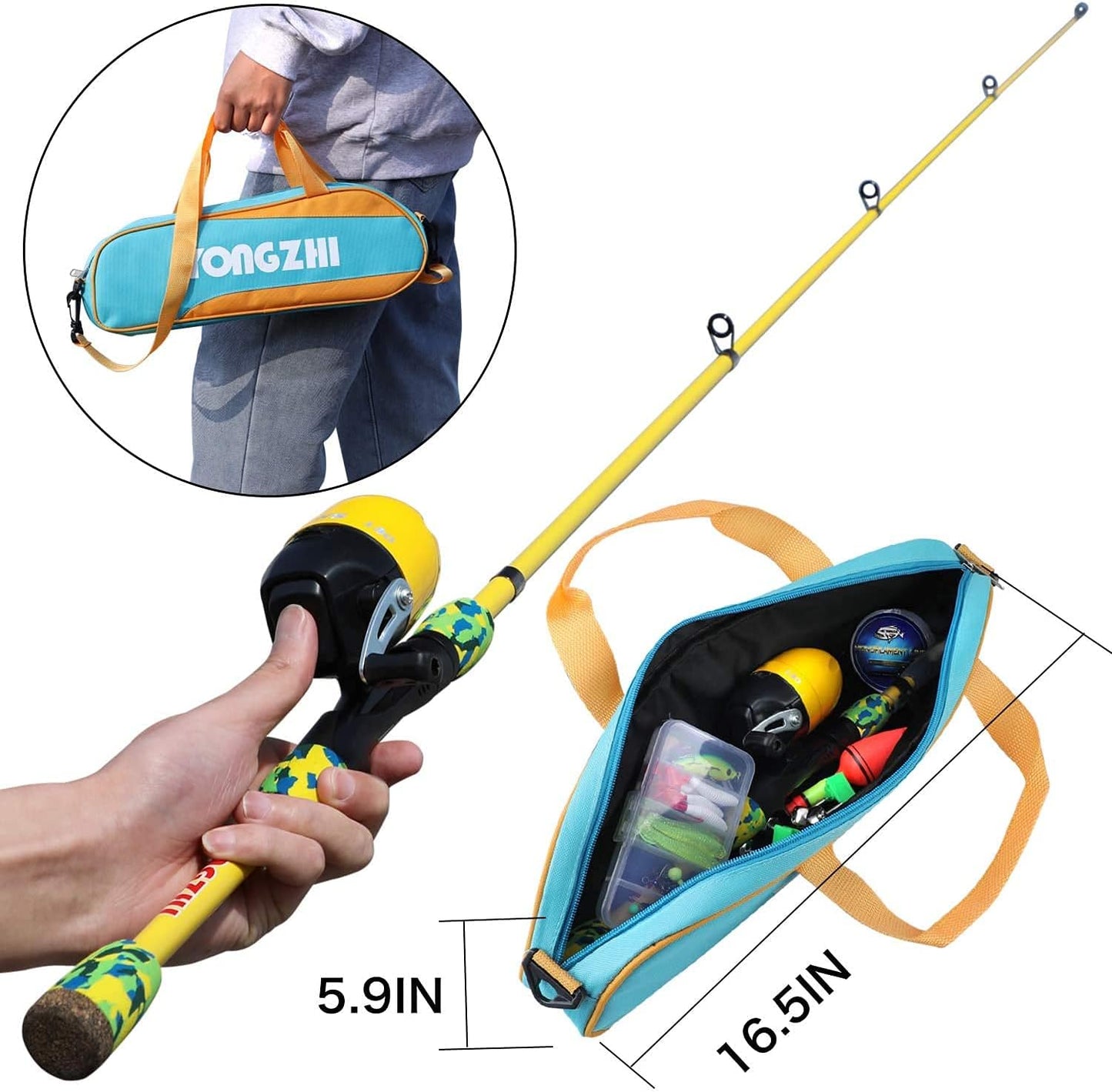 Teleskop-Angelrute für Kinder mit Spulenkombination, Yellow