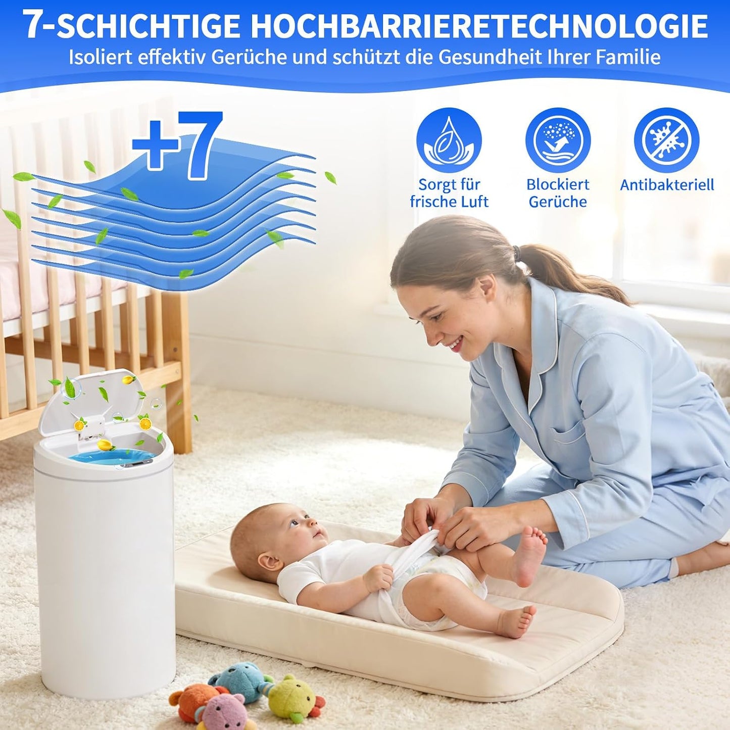 18-teiliges Nachfüllkassetten-Set für Windeleimer, Blau-18 Stück
